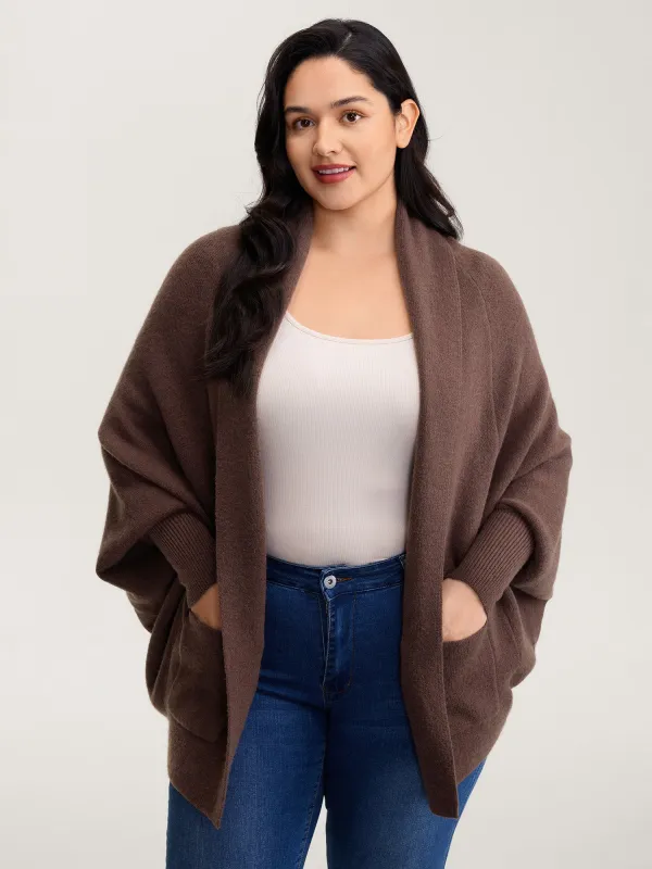 Folded Collar Dolman Sleeve Knit Cardigan sold by Bloomchic