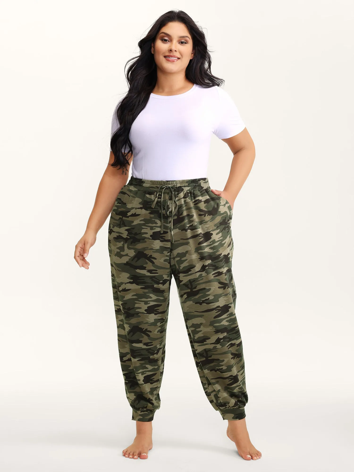 Camouflage Print Drawstring Stretchy Pants sold by Bloomchic product image thumbnail 2