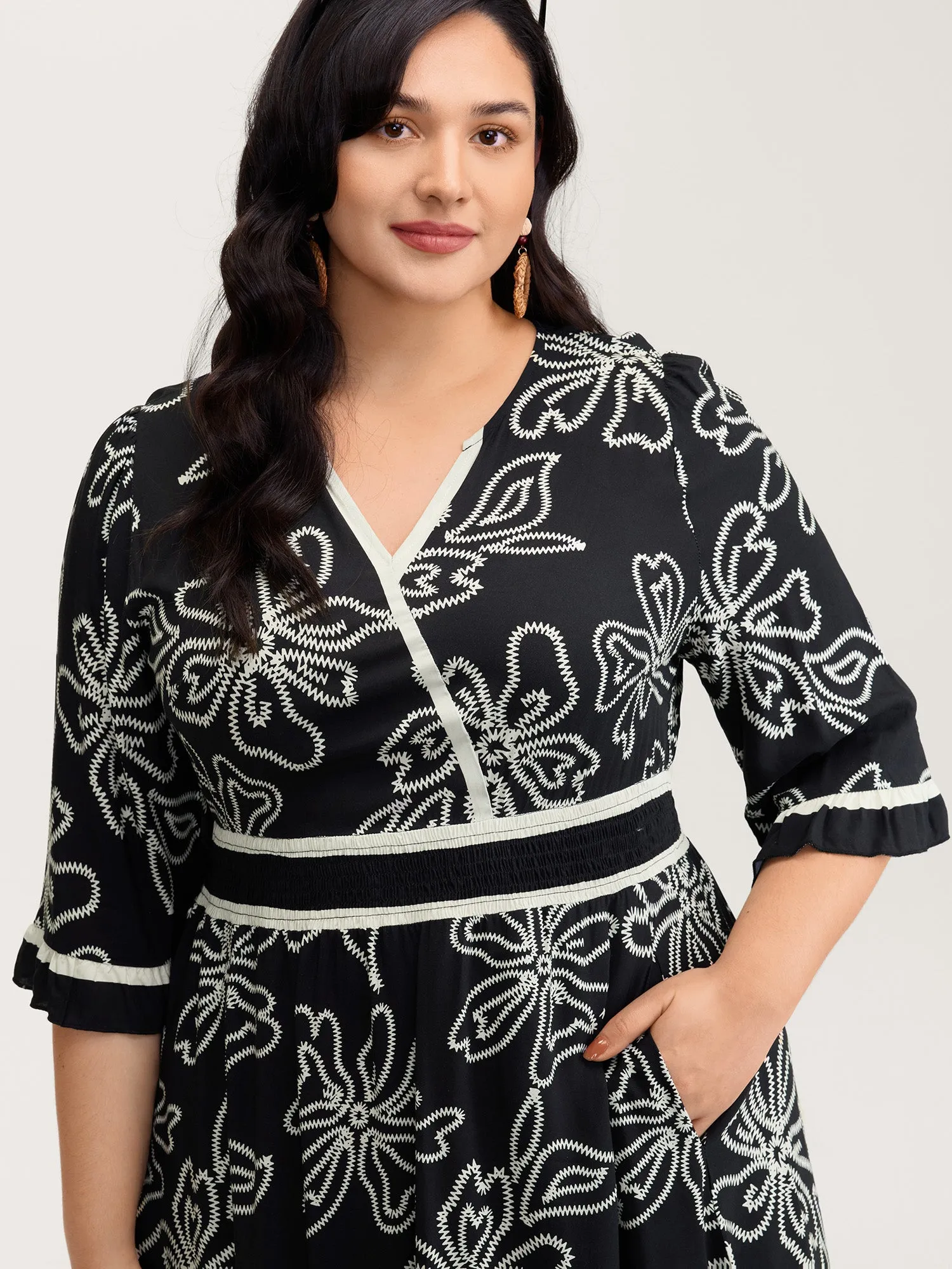 Floral Print Rayon Pockets Wrap Maxi Dress sold by Bloomchic product image thumbnail 2