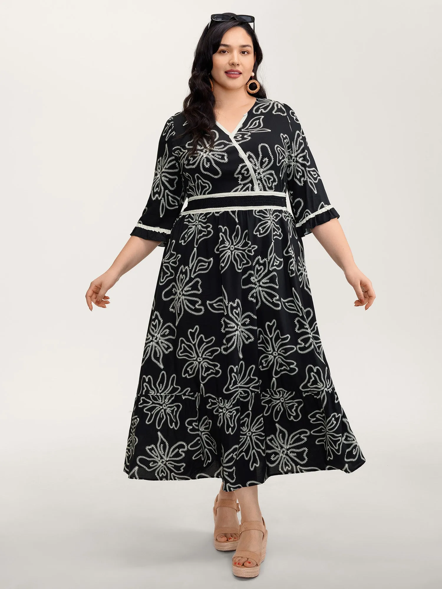 Floral Print Rayon Pockets Wrap Maxi Dress sold by Bloomchic