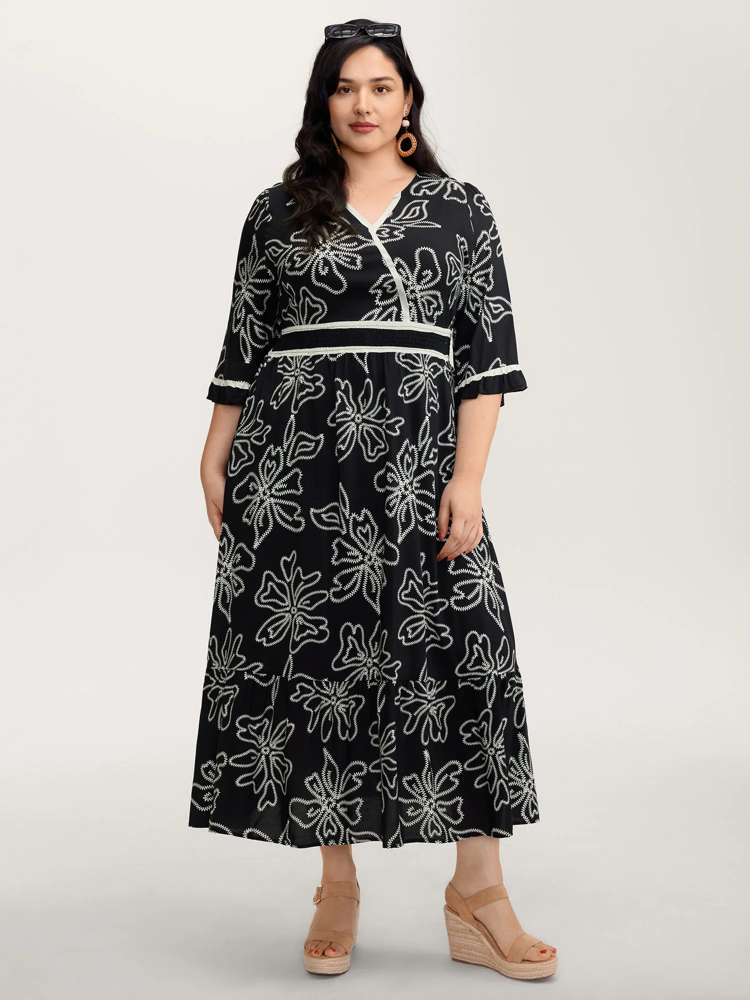 Floral Print Rayon Pockets Wrap Maxi Dress sold by Bloomchic product image thumbnail 3