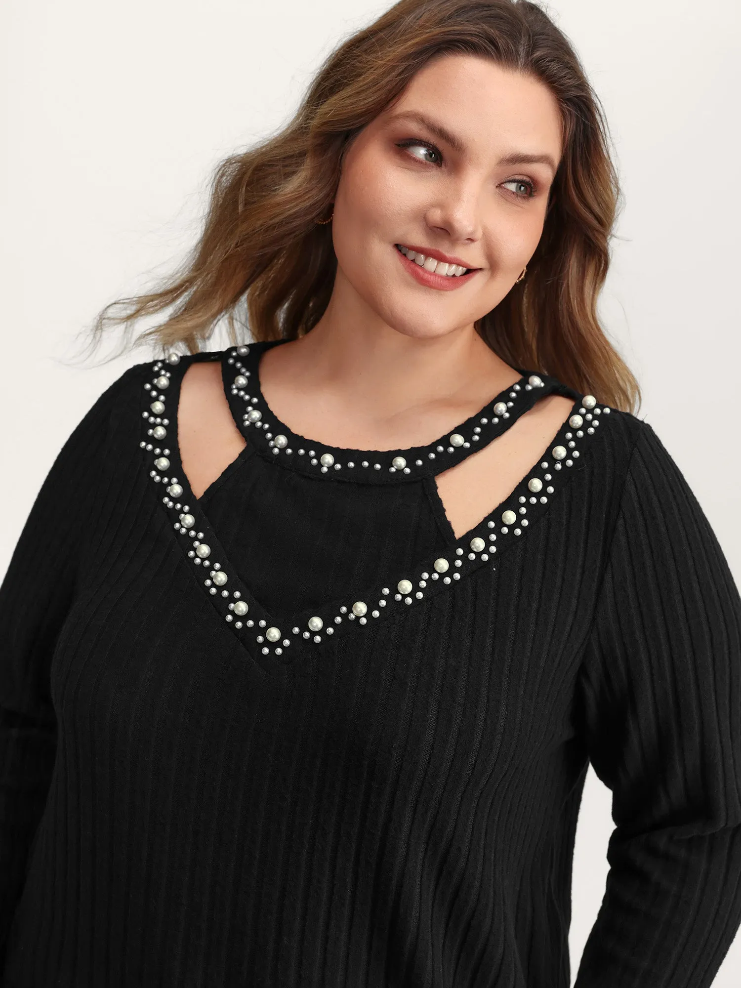 Bubble Beads Neck Cut-Out T-Shirt sold by Bloomchic product image thumbnail 2
