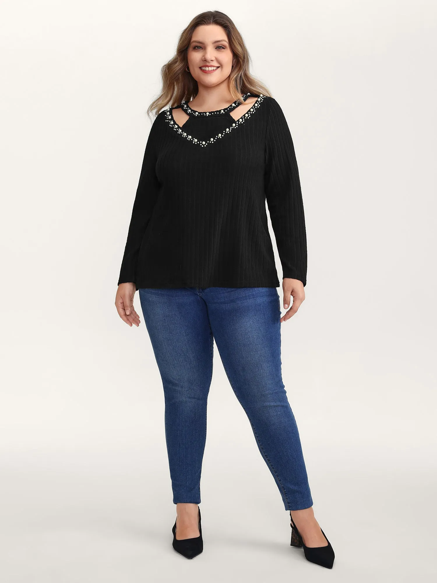 Bubble Beads Neck Cut-Out T-Shirt sold by Bloomchic product image thumbnail 3