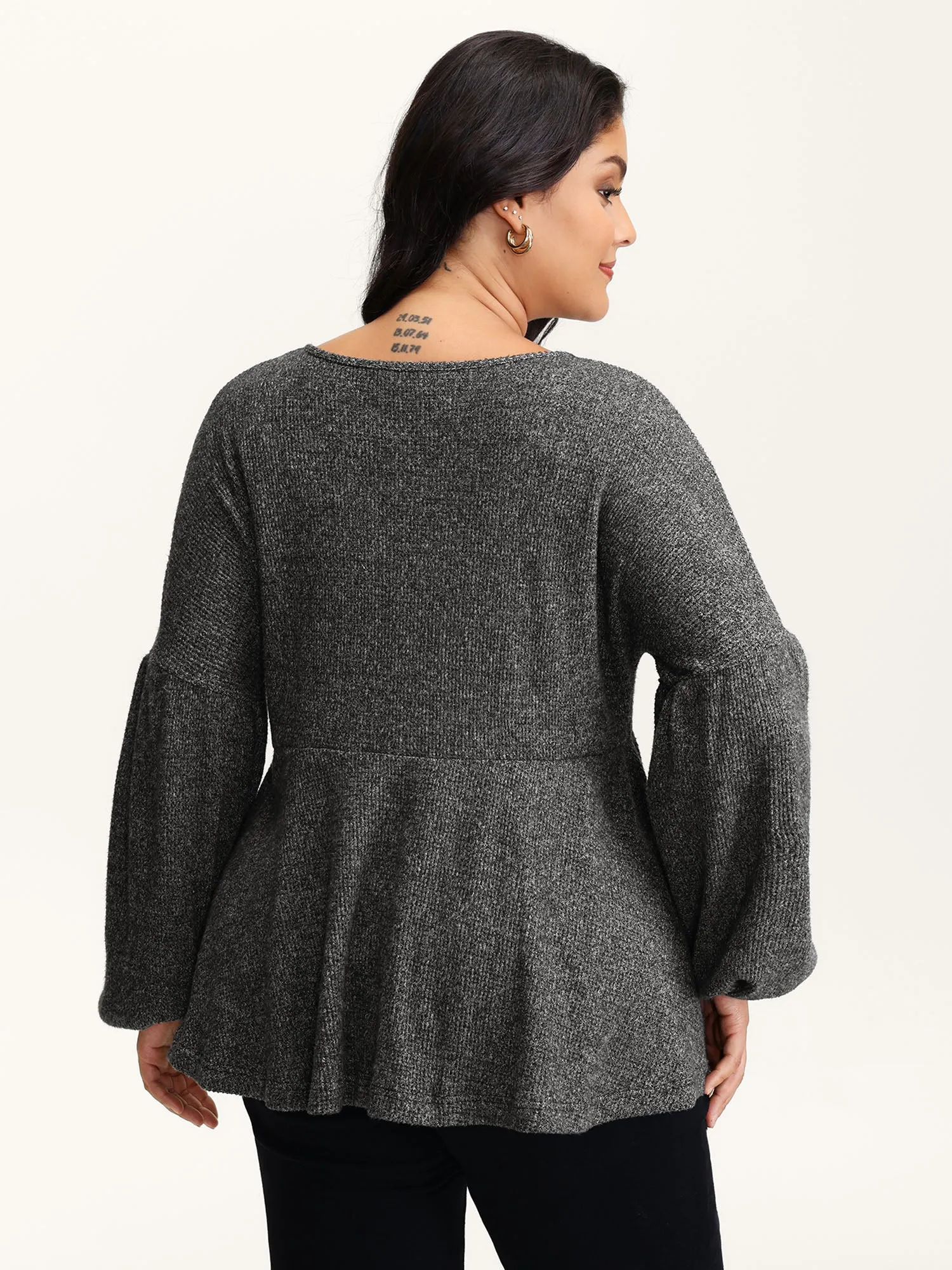 Supersoft Heather Stretchy Button Detail Knit Top sold by Bloomchic product image thumbnail 4