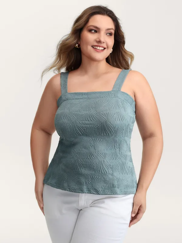 Stretchy Knit Wide Straps Fitted Tank Top sold by Bloomchic