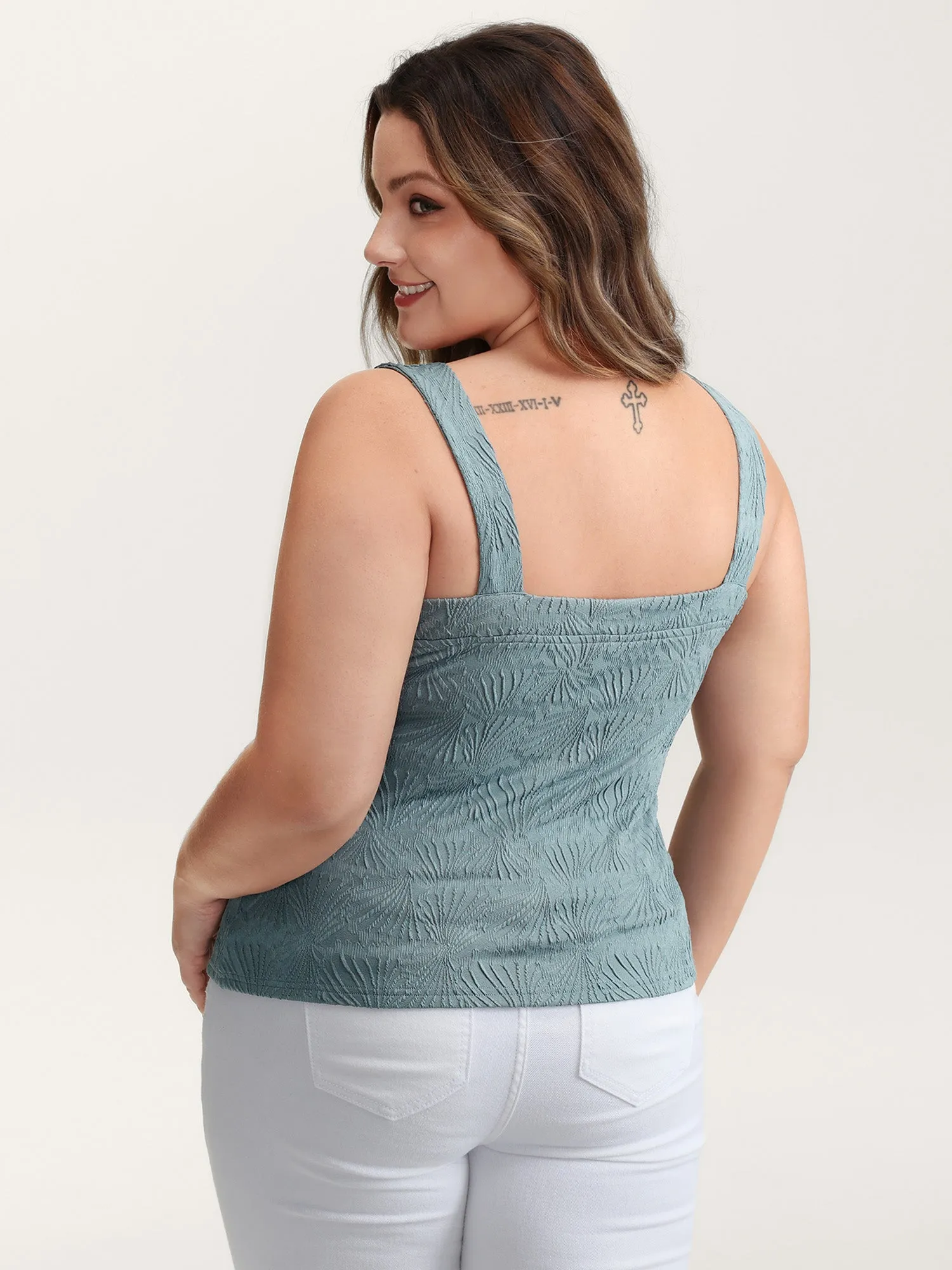 Stretchy Knit Wide Straps Fitted Tank Top sold by Bloomchic product image thumbnail 5