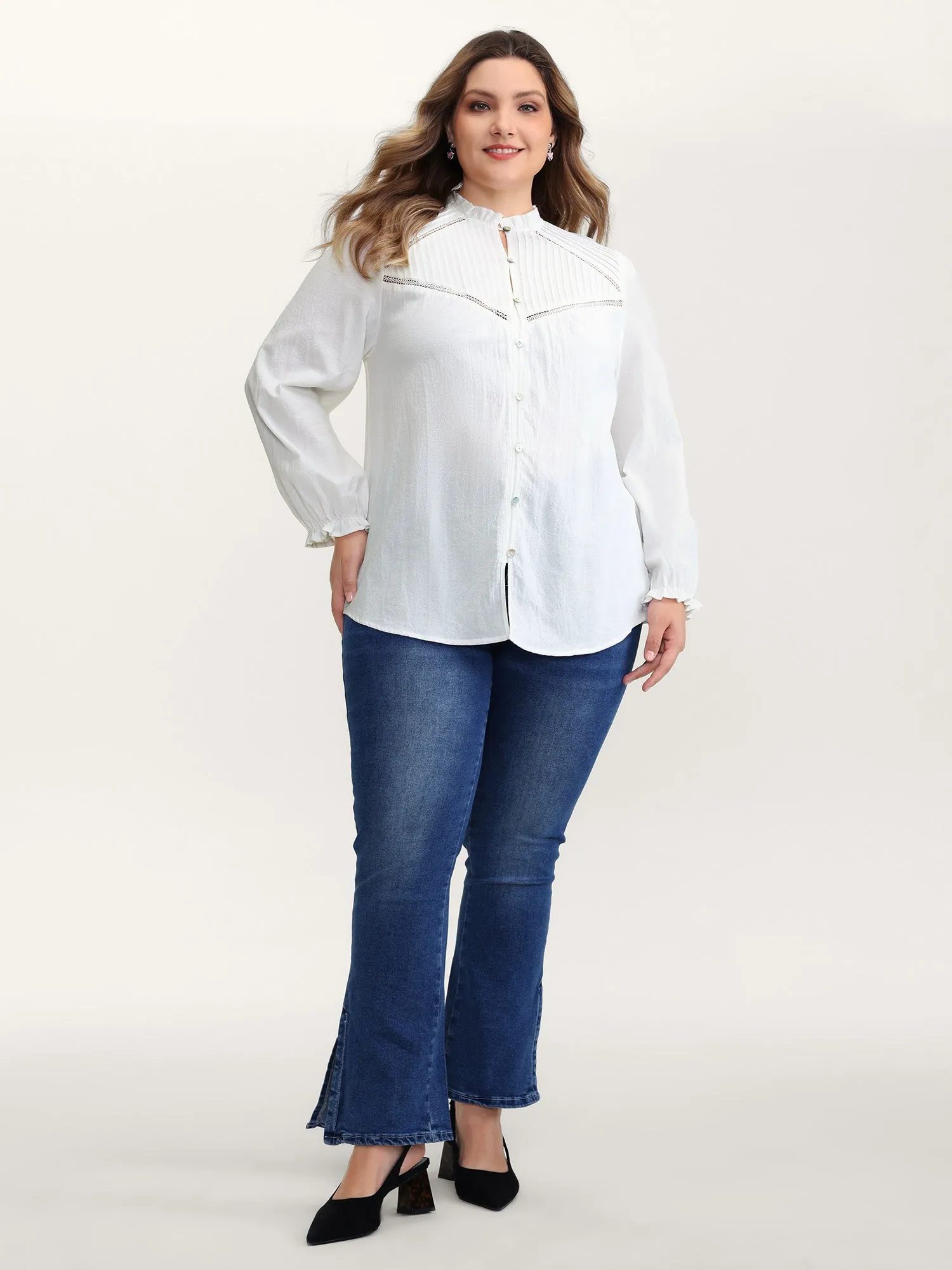 Pure Cotton Lace Trim Button Blouse sold by Bloomchic product image thumbnail 3