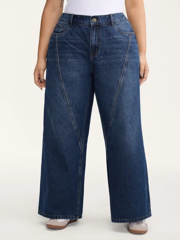 Distressed Stretchy Waist Wide-Leg Jeans sold by Bloomchic