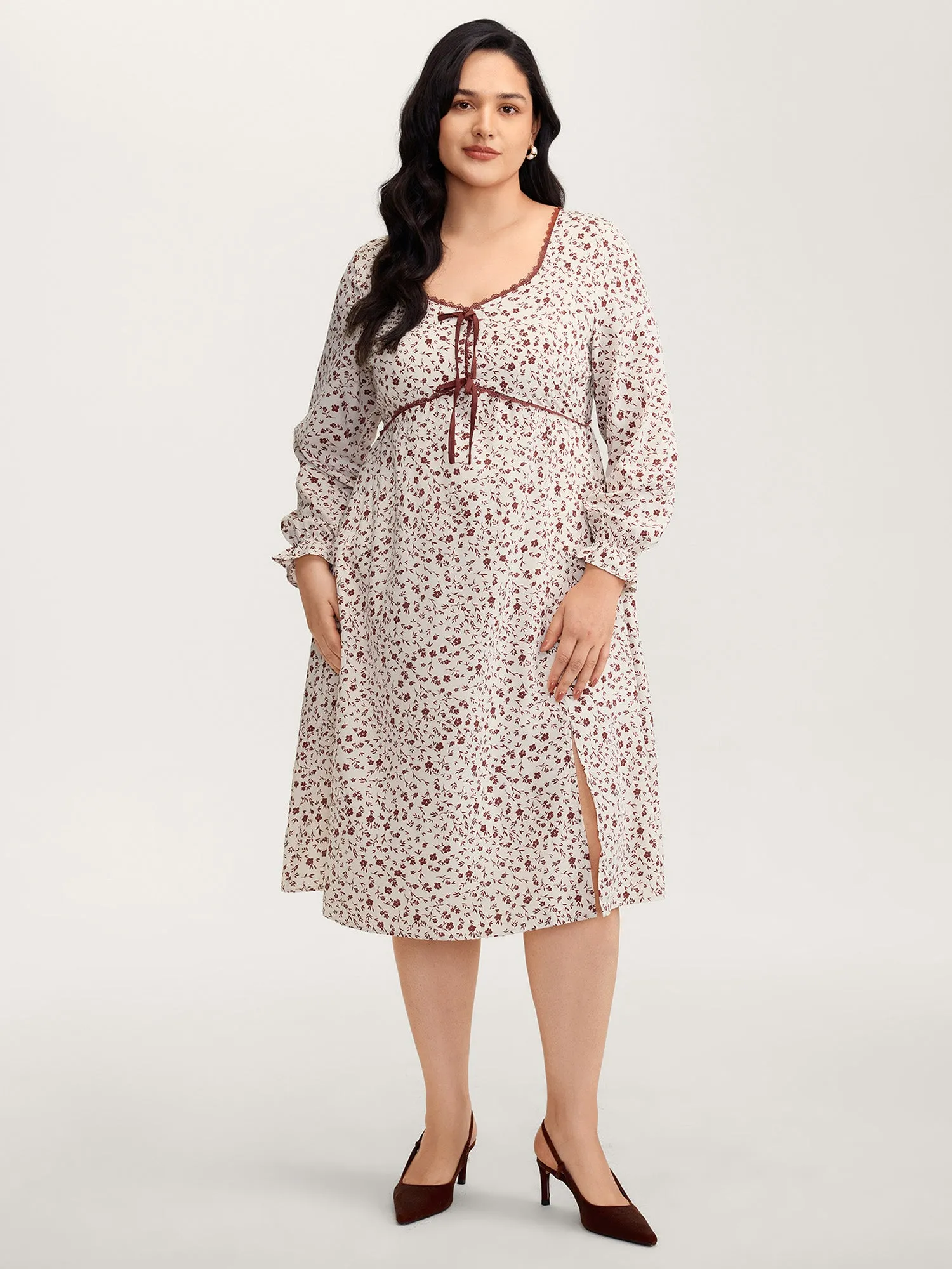 Bowknot Detail Stretchy Waist-Defining Midi Dress sold by Bloomchic