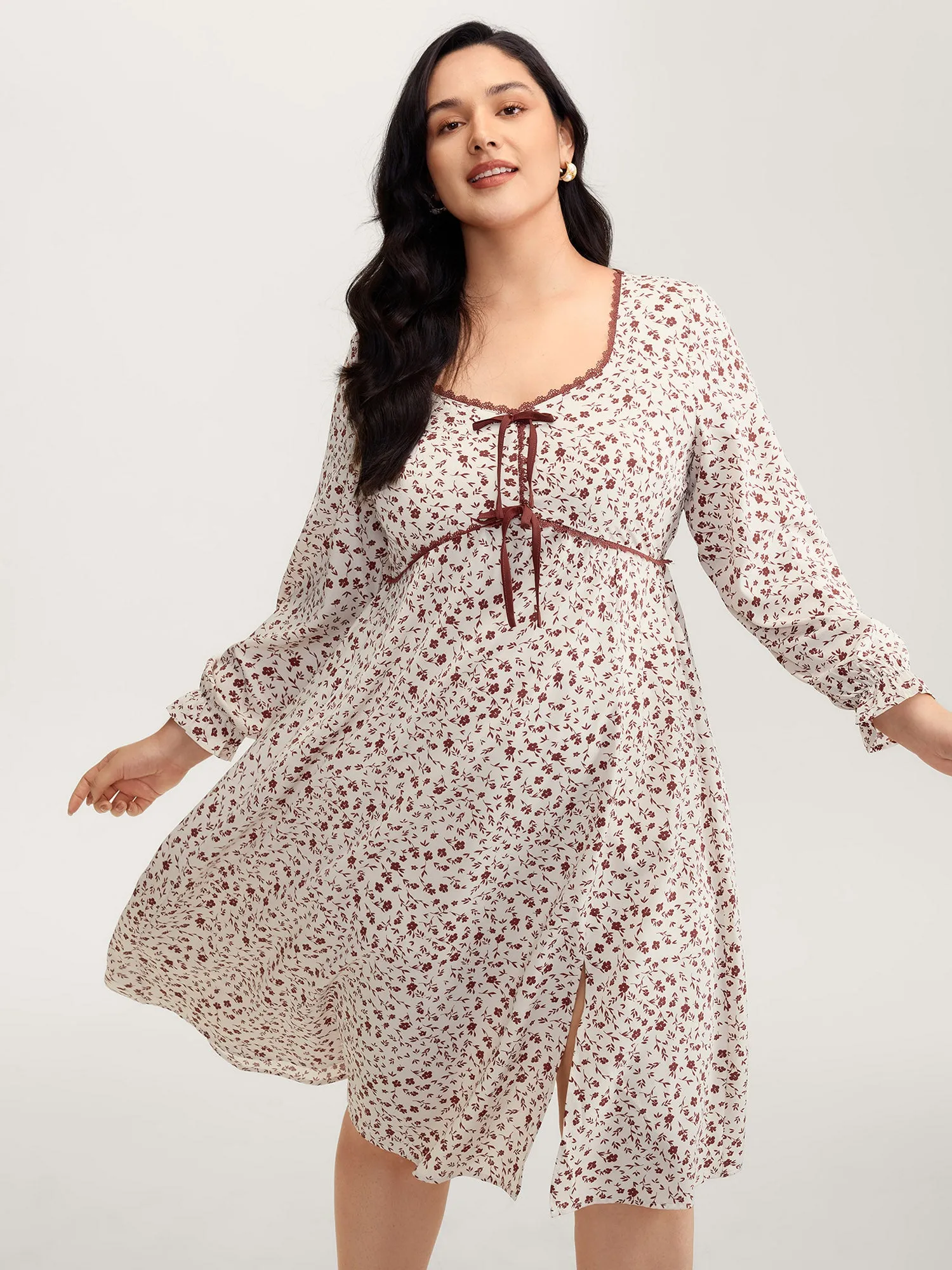 Bowknot Detail Stretchy Waist-Defining Midi Dress sold by Bloomchic product image thumbnail 3