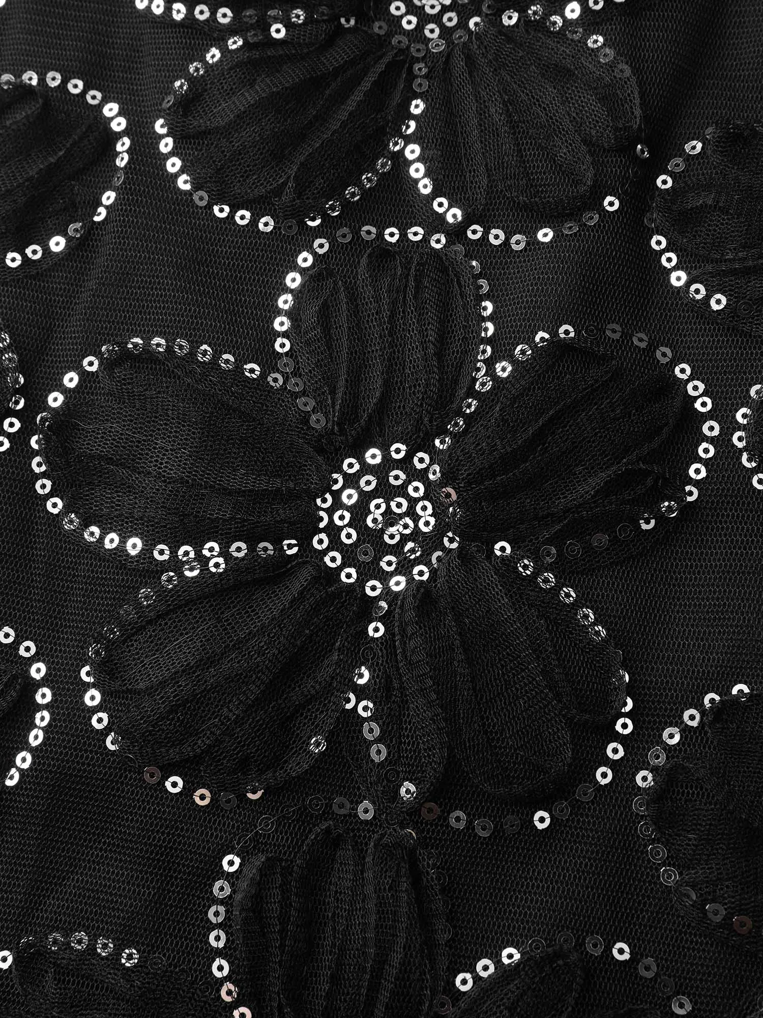 Sequin Embroidery Ruffled Sleeve Midi Dress sold by Bloomchic product image thumbnail 5