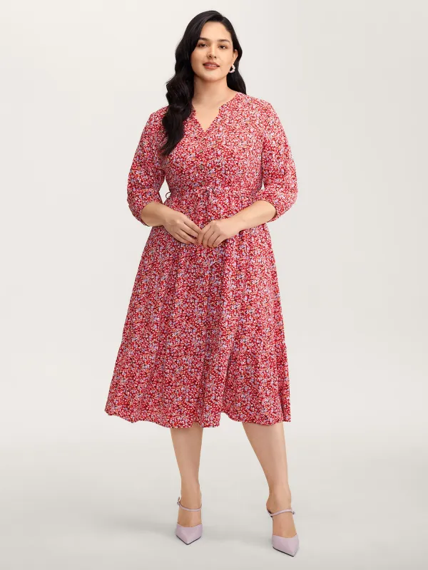 Floral Print Belted Waist Midi Dress sold by Bloomchic