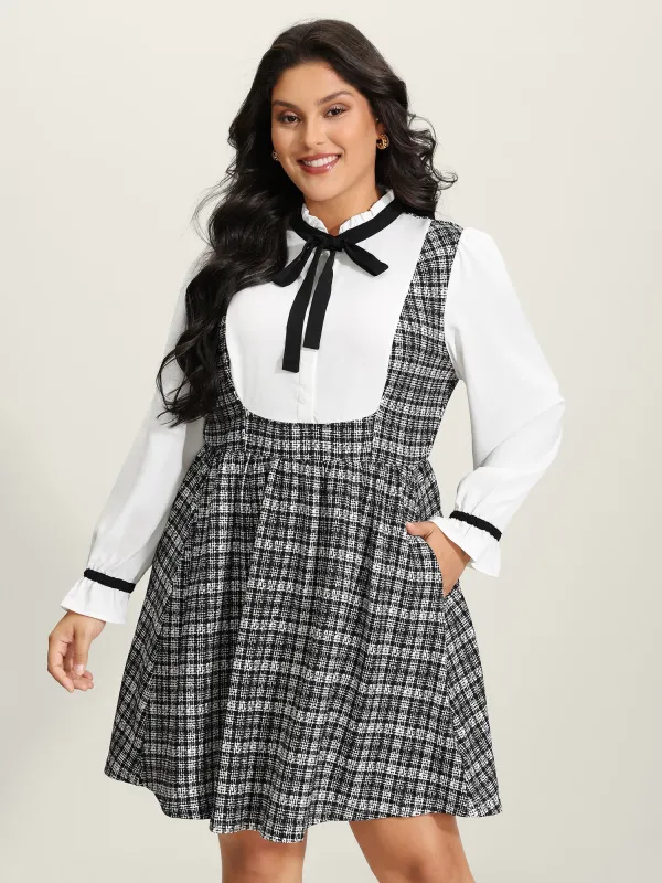 2-In-1 Plaid Pattern Spliced Midi Dress sold by Bloomchic