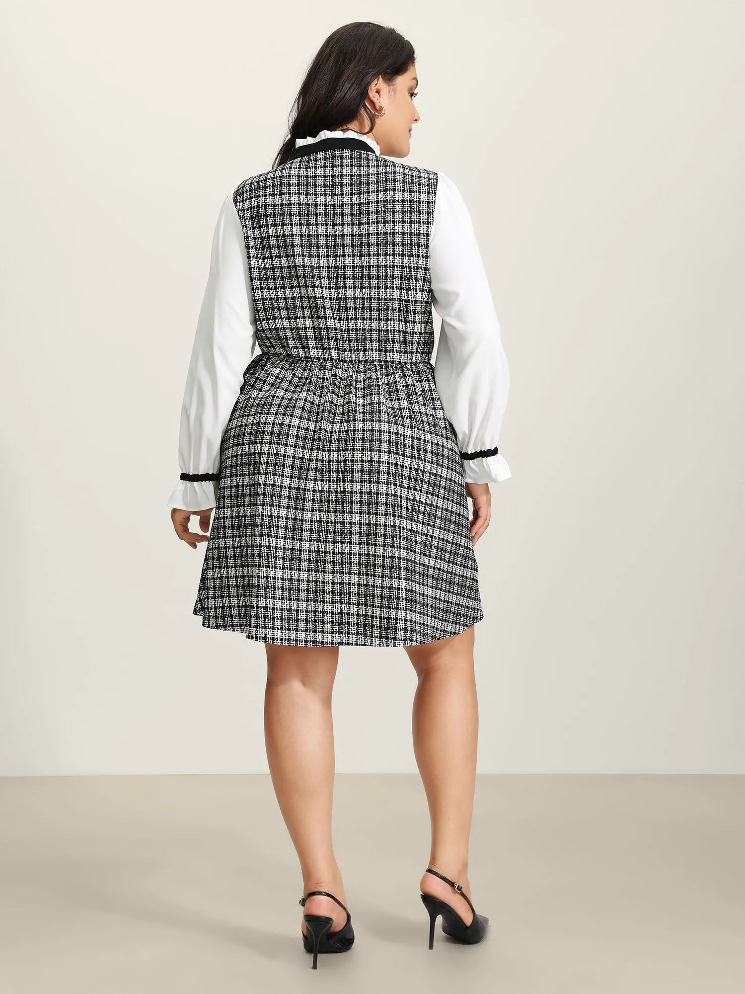2-In-1 Plaid Pattern Spliced Midi Dress sold by Bloomchic product image thumbnail 4