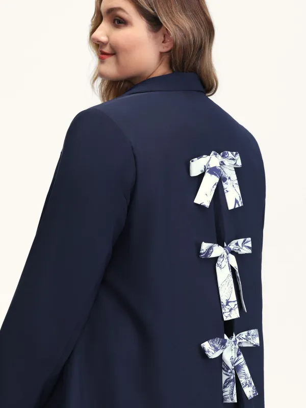 Bowknot Back Split Hem Contrast Blazer sold by Bloomchic