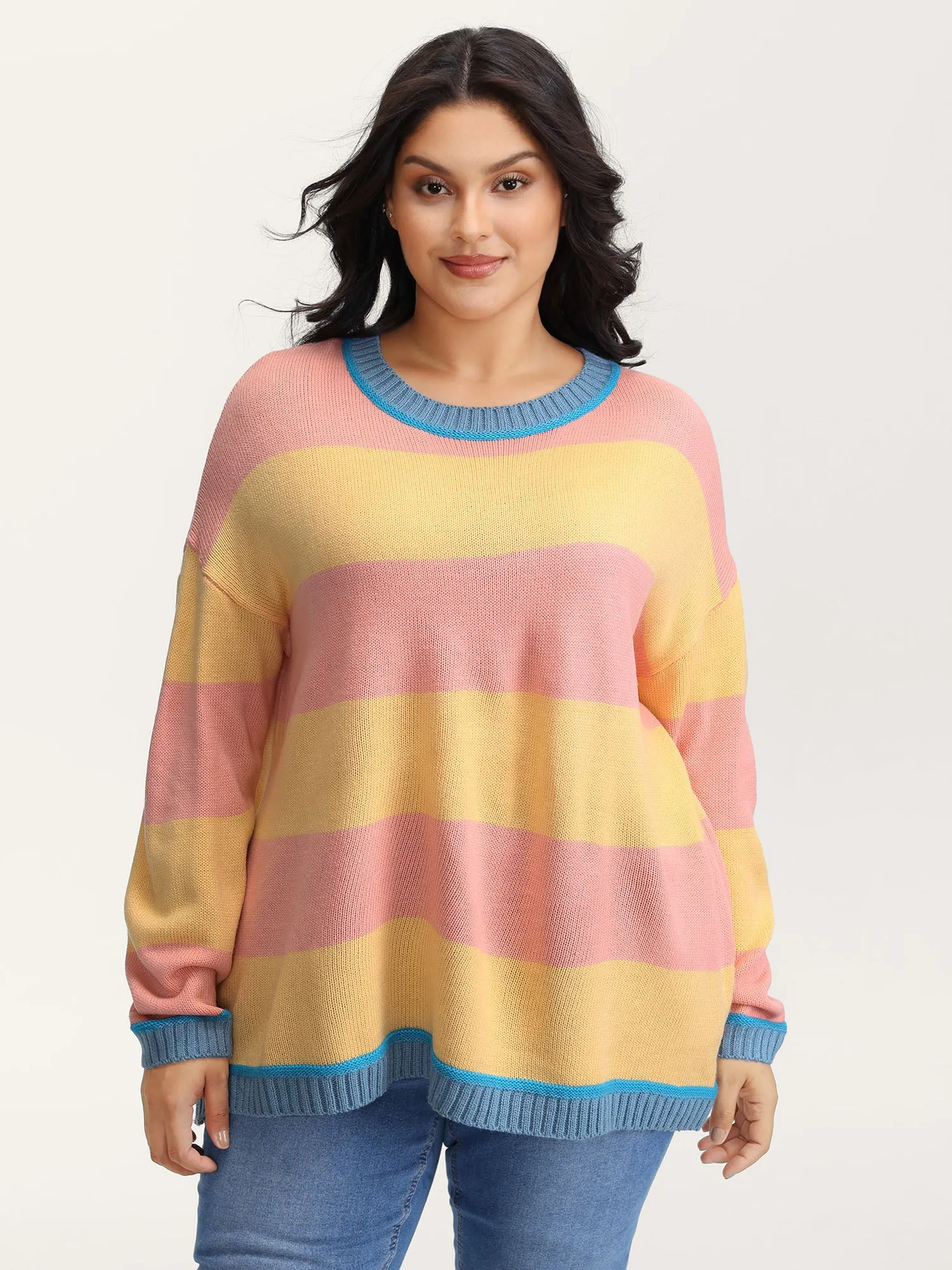 Colorblock Textured Flowy Fit Pullover sold by Bloomchic