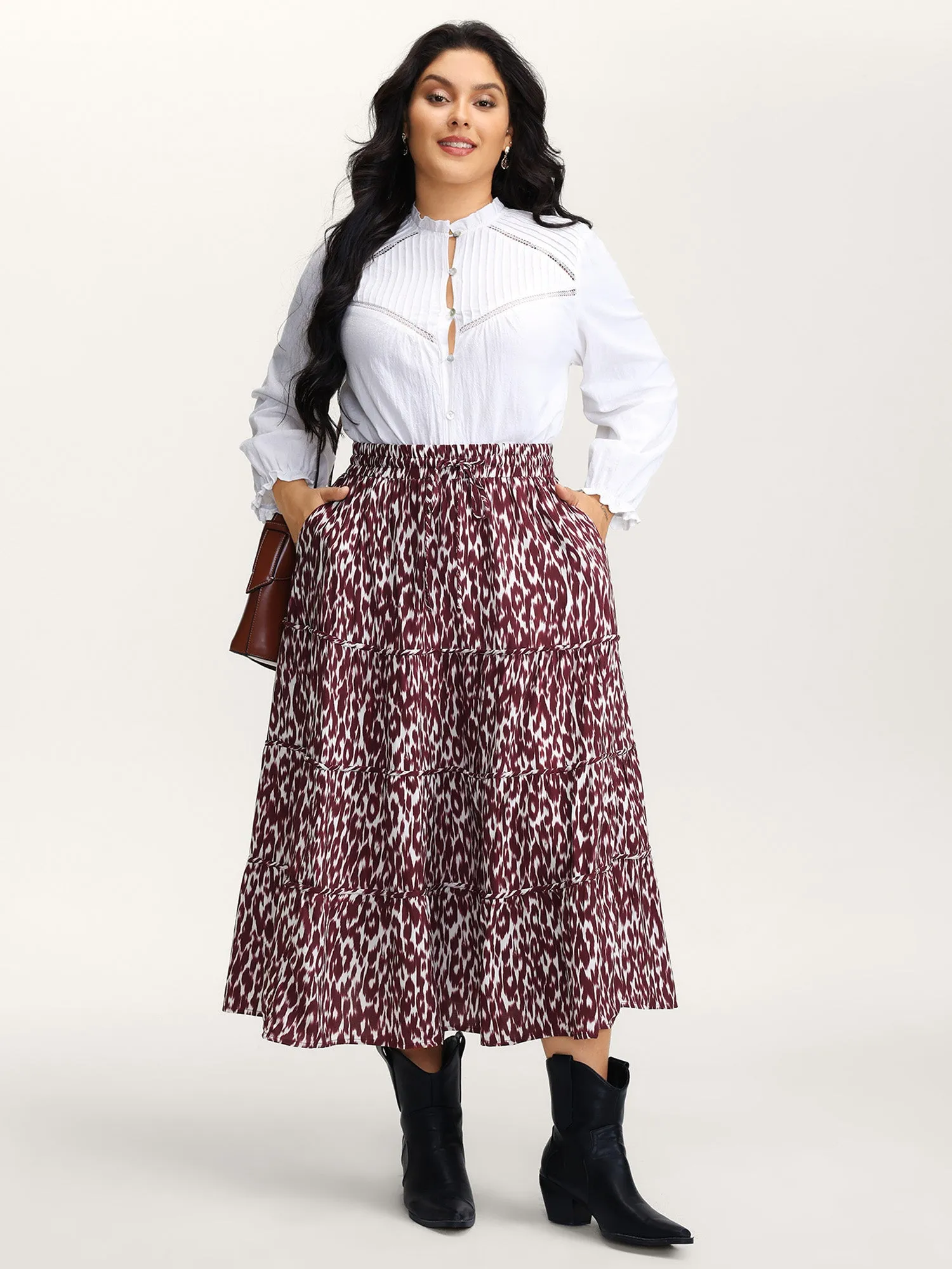 Colorful Leopard Print Drawstring Maxi Skirt sold by Bloomchic product image thumbnail 2