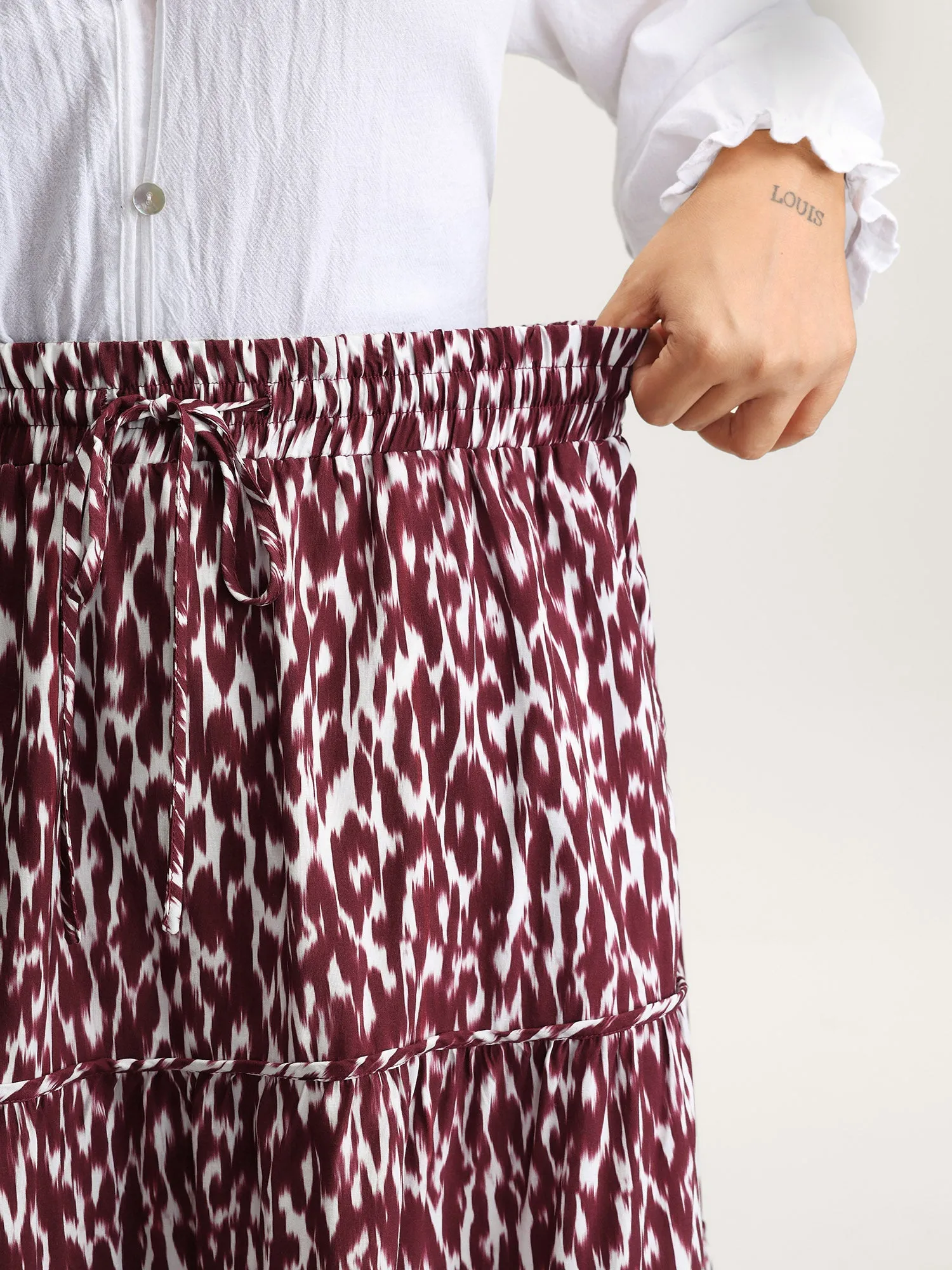 Colorful Leopard Print Drawstring Maxi Skirt sold by Bloomchic product image thumbnail 4