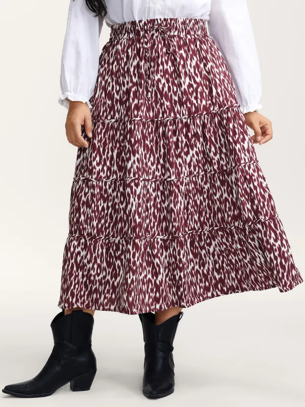 Colorful Leopard Print Drawstring Maxi Skirt sold by Bloomchic