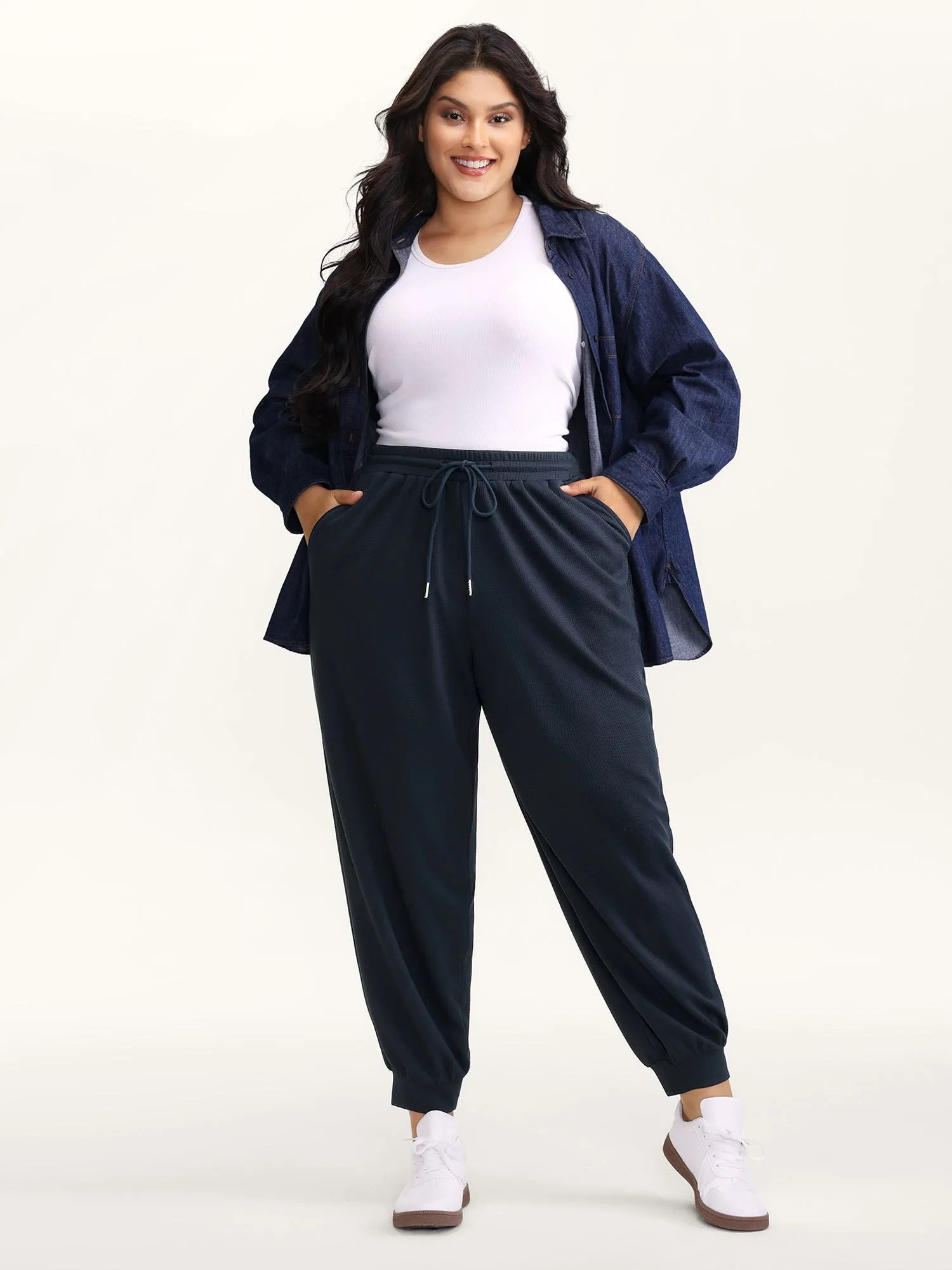 Textured Waist Drawstring Jogger Pants sold by Bloomchic product image thumbnail 2