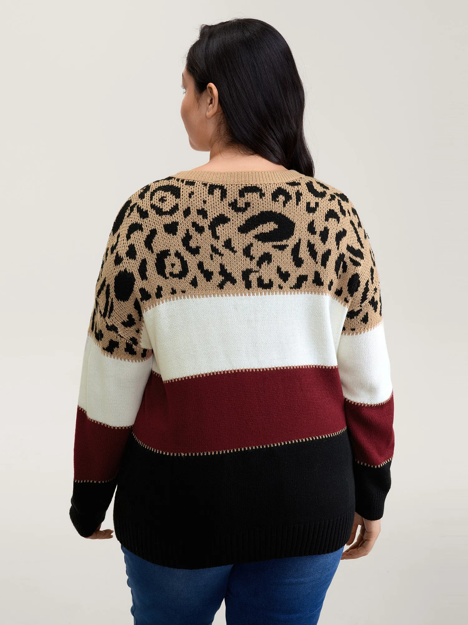 Leopard Print Colorblock Pullover sold by Bloomchic product image thumbnail 4