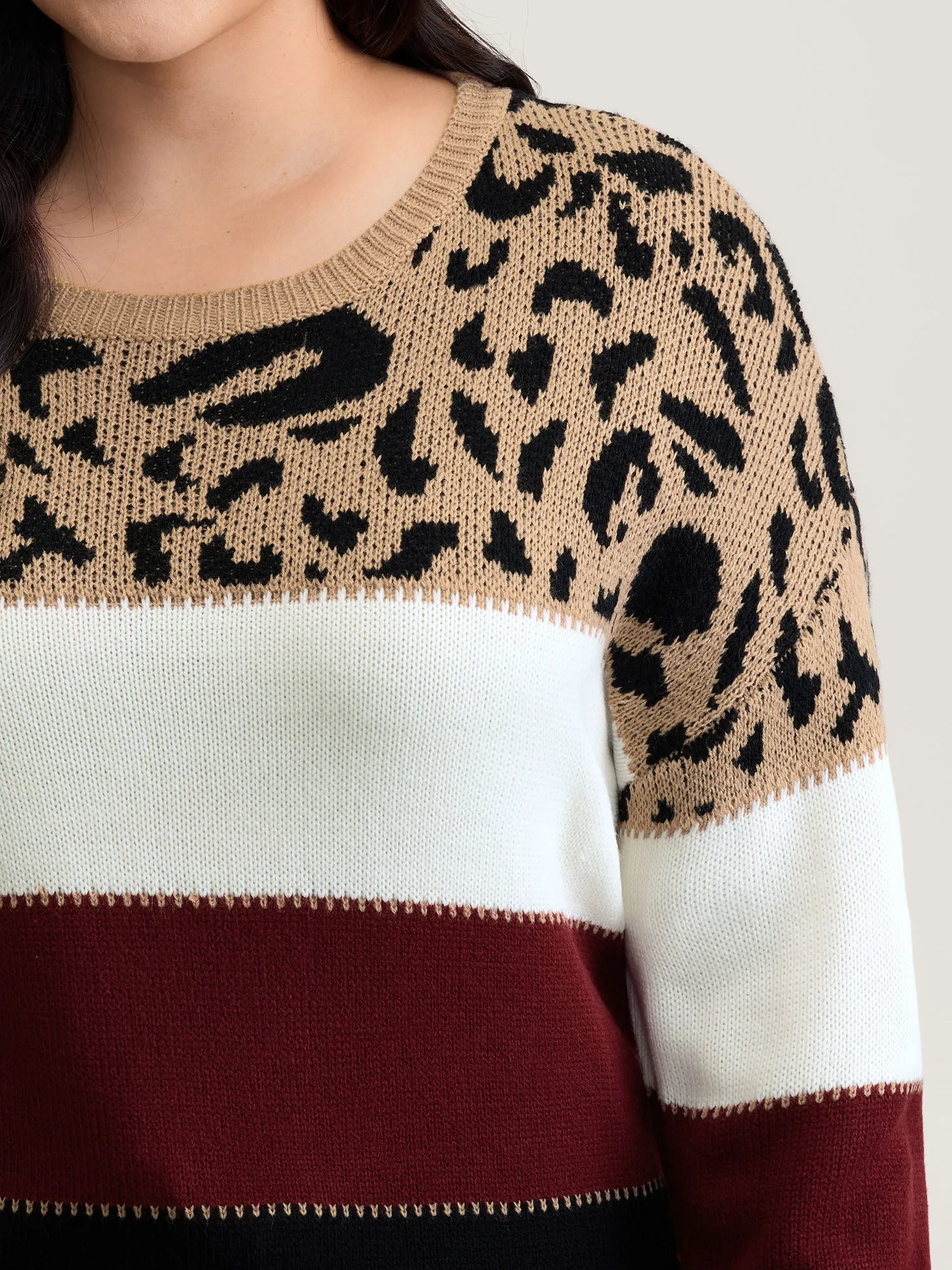 Leopard Print Colorblock Pullover sold by Bloomchic product image thumbnail 2