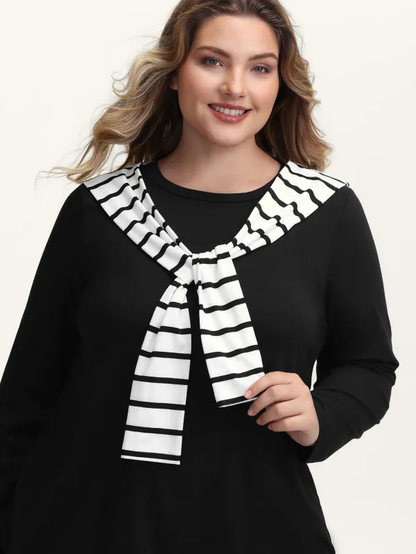 2-in-1 Striped Color Contrast T-Shirt sold by Bloomchic