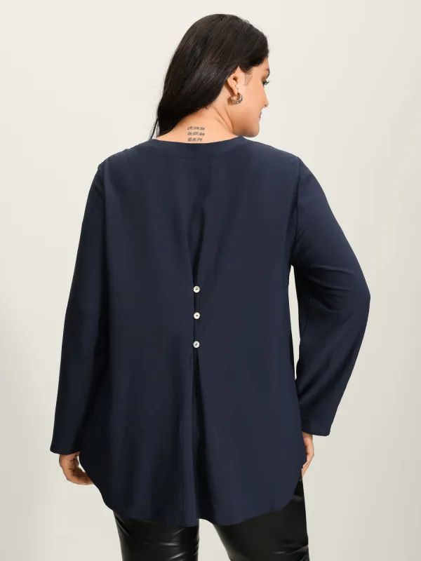 Tab Sleeve Button Back Detail Blouse sold by Bloomchic