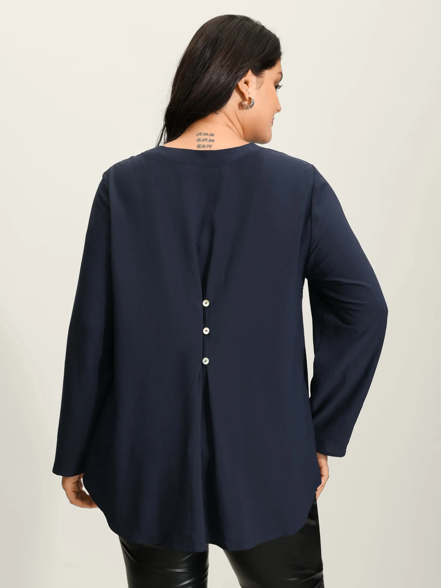 Tab Sleeve Button Back Detail Blouse sold by Bloomchic