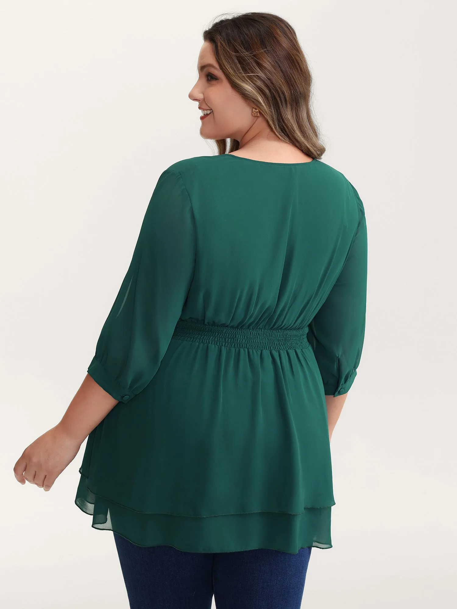 Layered Ruffled Hem Side-Tie Blouse sold by Bloomchic product image thumbnail 4