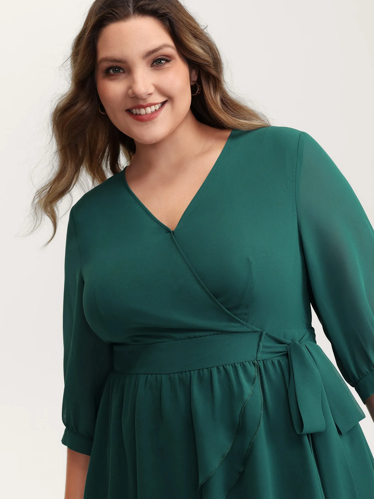 Layered Ruffled Hem Side-Tie Blouse sold by Bloomchic product image thumbnail 2