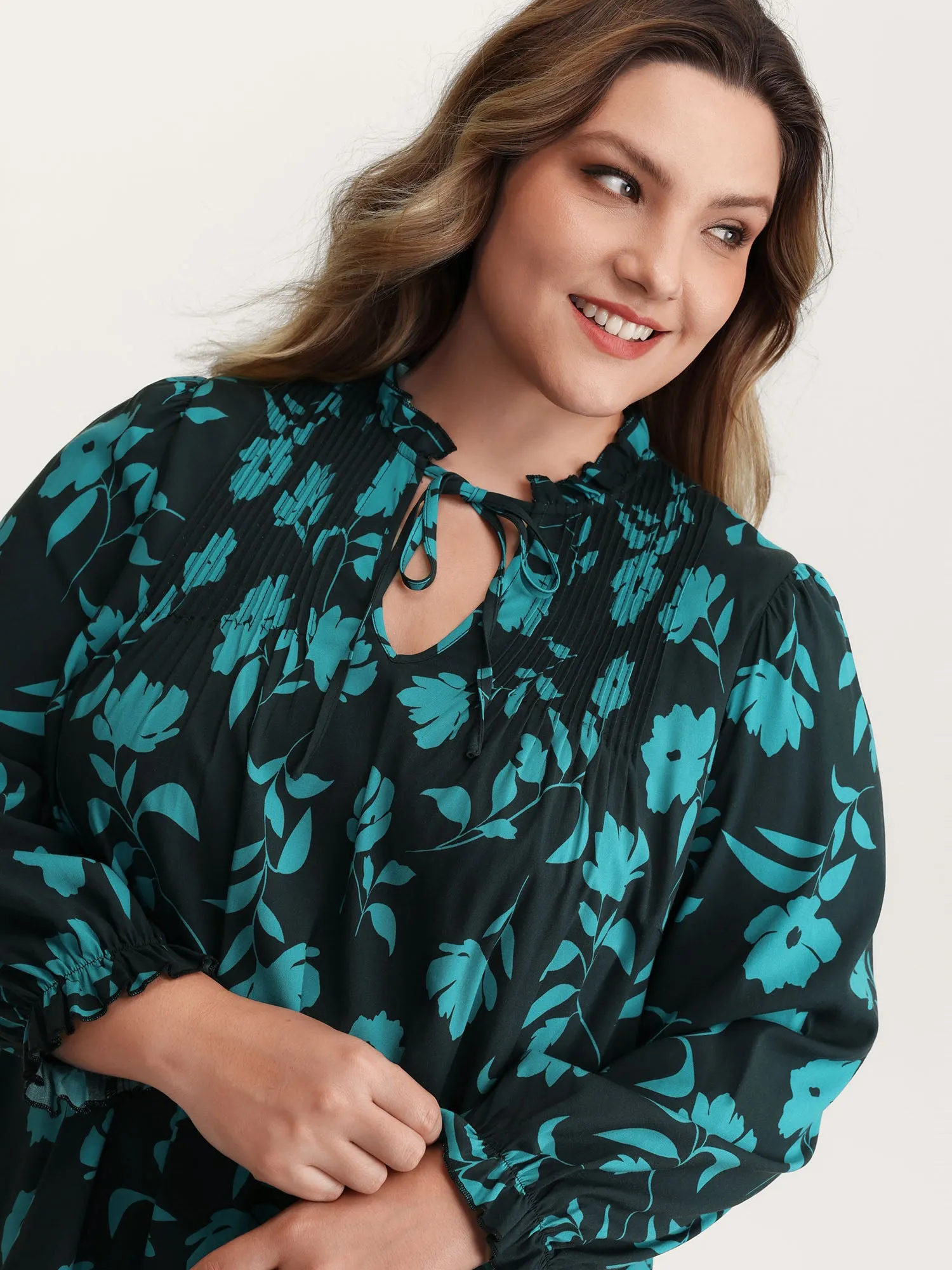 Flower Silhouette Neck-Tie Blouse sold by Bloomchic product image thumbnail 2