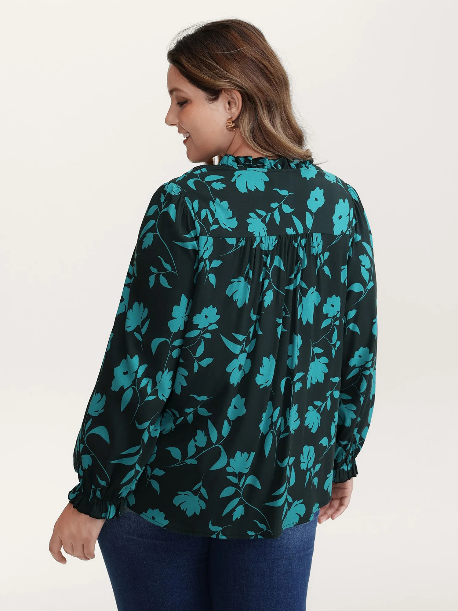 Flower Silhouette Neck-Tie Blouse sold by Bloomchic product image thumbnail 4