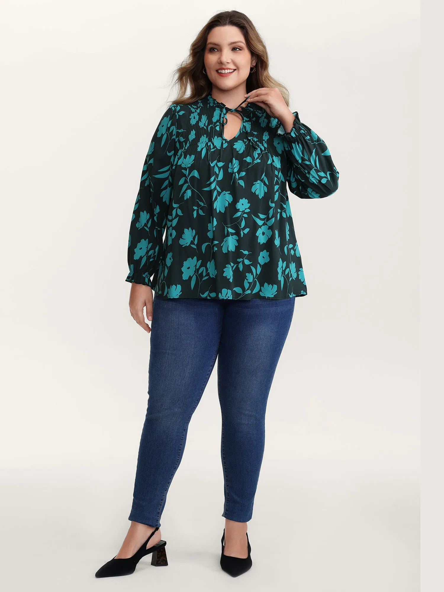 Flower Silhouette Neck-Tie Blouse sold by Bloomchic product image thumbnail 3