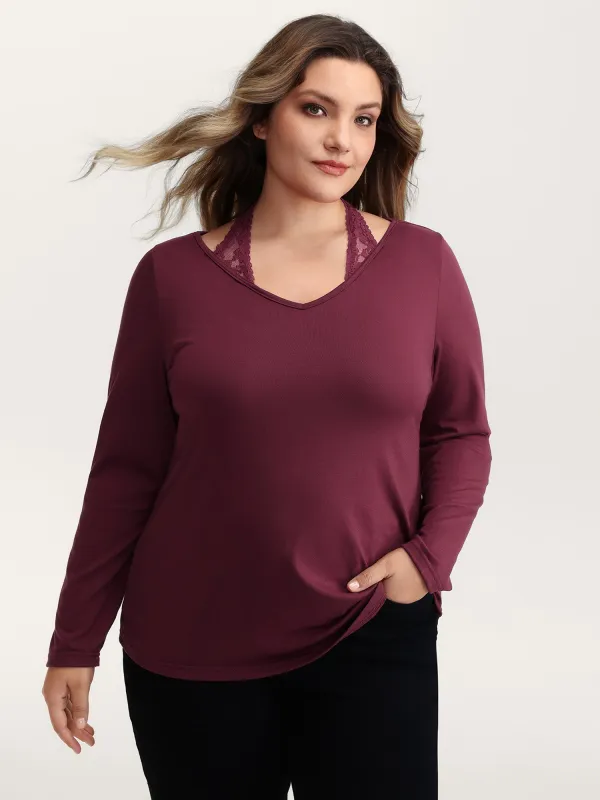 Supersoft Lace Halter Neck T-Shirt sold by Bloomchic