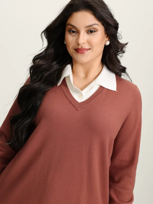 Supersoft 2-in-1 Polo Collar Color Contrast Pullover sold by Bloomchic