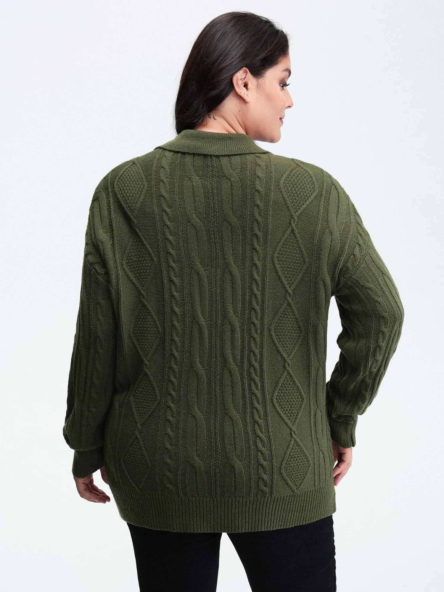 Cable Knit Polo Collar Pullover sold by Bloomchic product image thumbnail 4