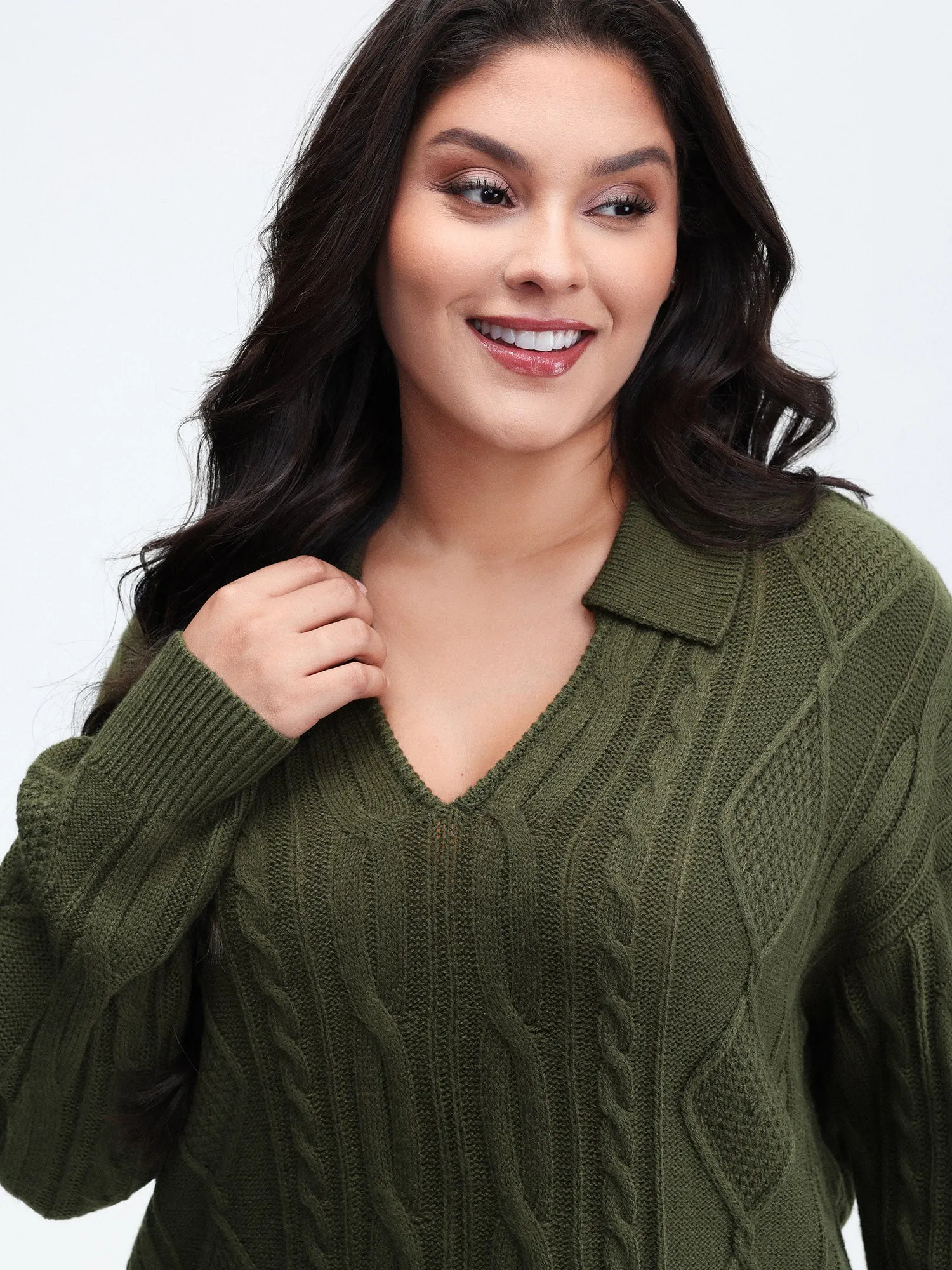 Cable Knit Polo Collar Pullover sold by Bloomchic product image thumbnail 2