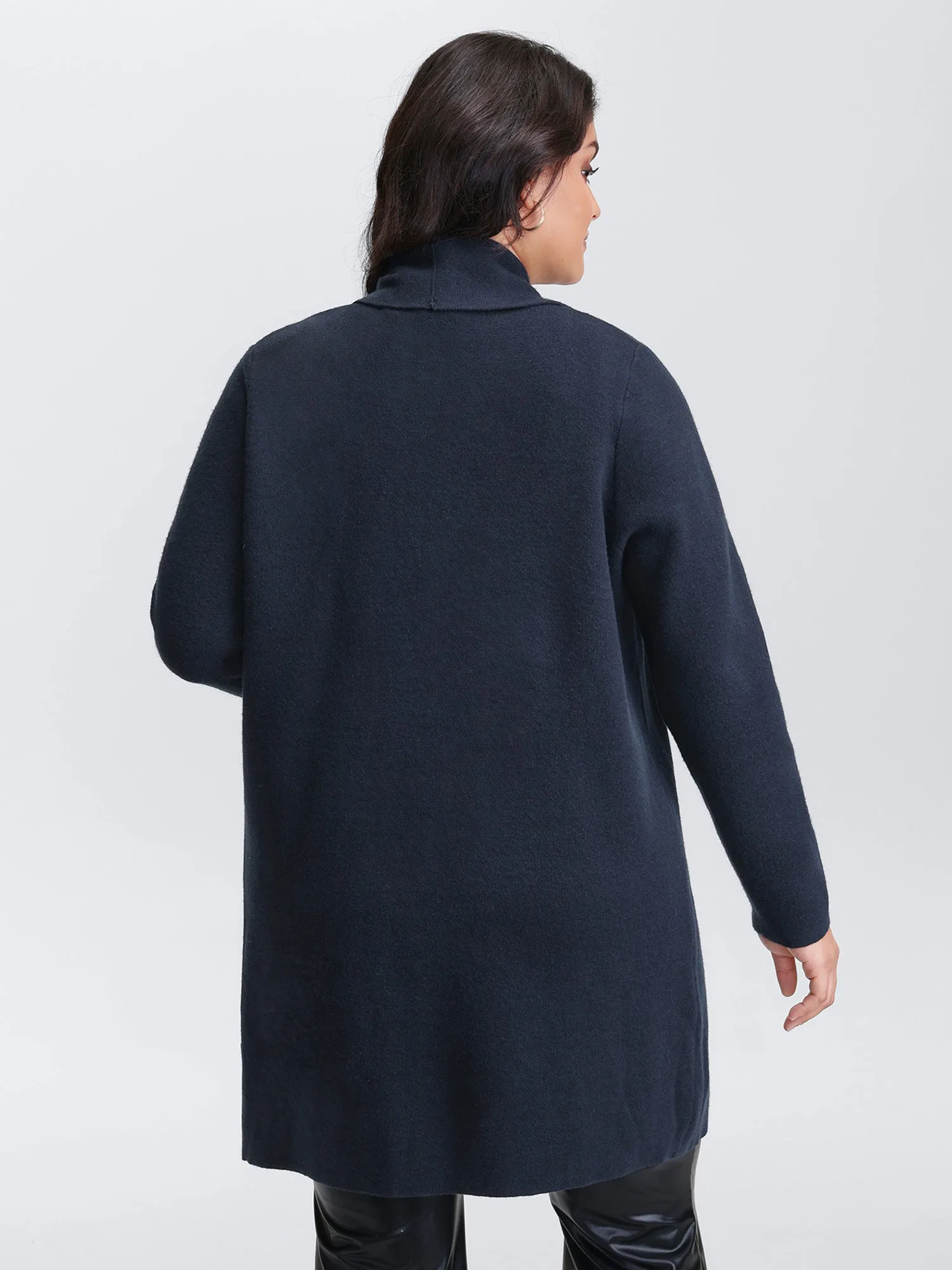 Supersoft Folded Collar Pockets Open-Front Knit Cardigan sold by Bloomchic product image thumbnail 4