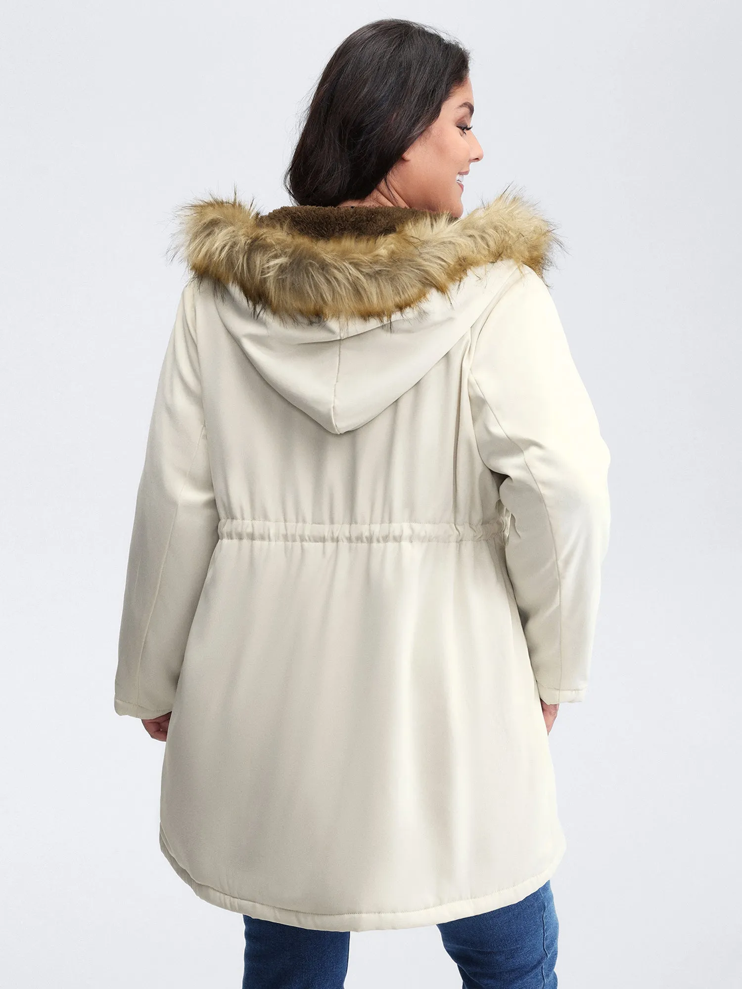 Fur Collar Adjustable Drawstring Quilted Jacket sold by Bloomchic product image thumbnail 5