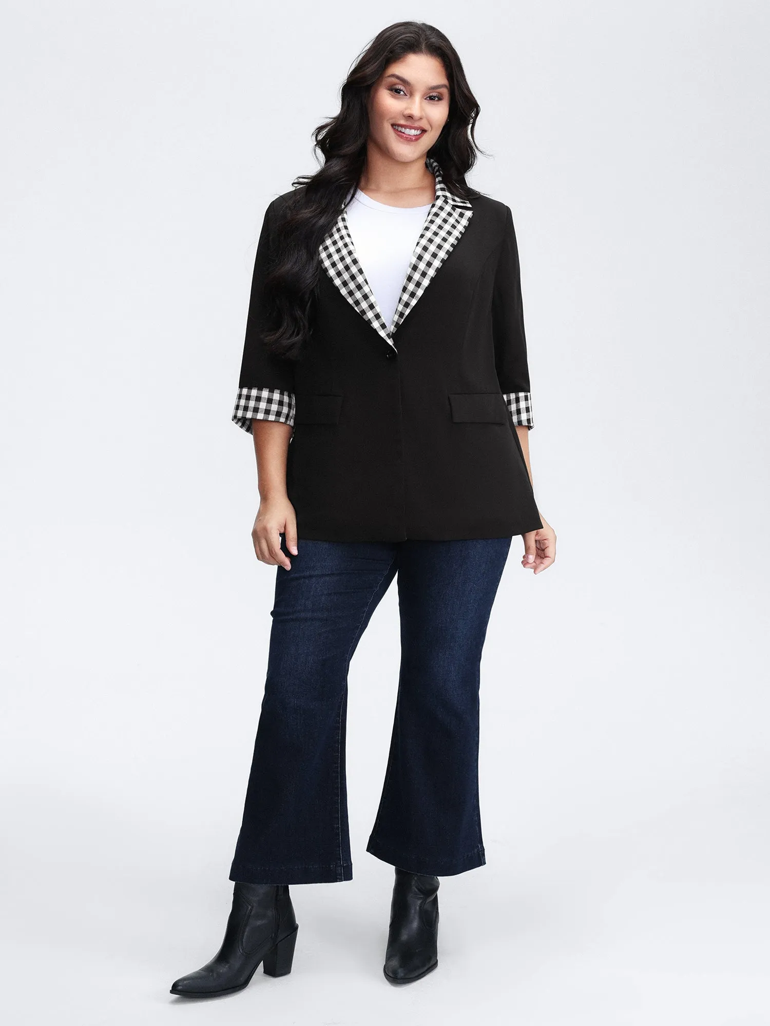 Checkered Contrast Button Blazer sold by Bloomchic product image thumbnail 3