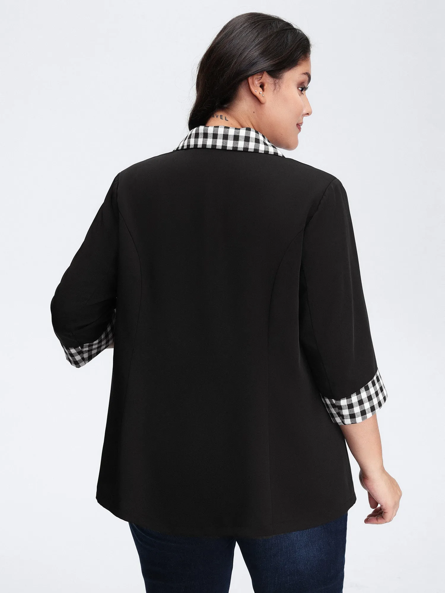Checkered Contrast Button Blazer sold by Bloomchic product image thumbnail 4