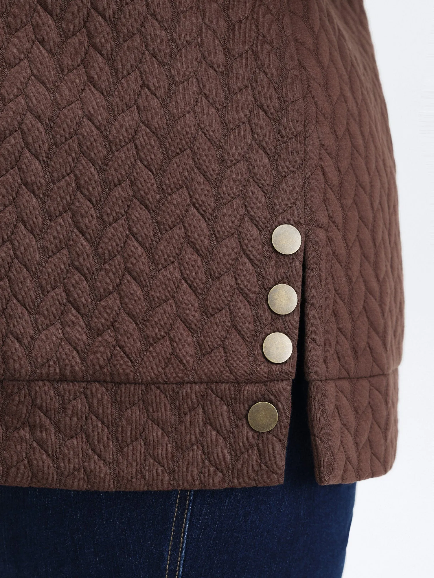 Textured Side Slit Round Neck Sweatshirt sold by Bloomchic product image thumbnail 2