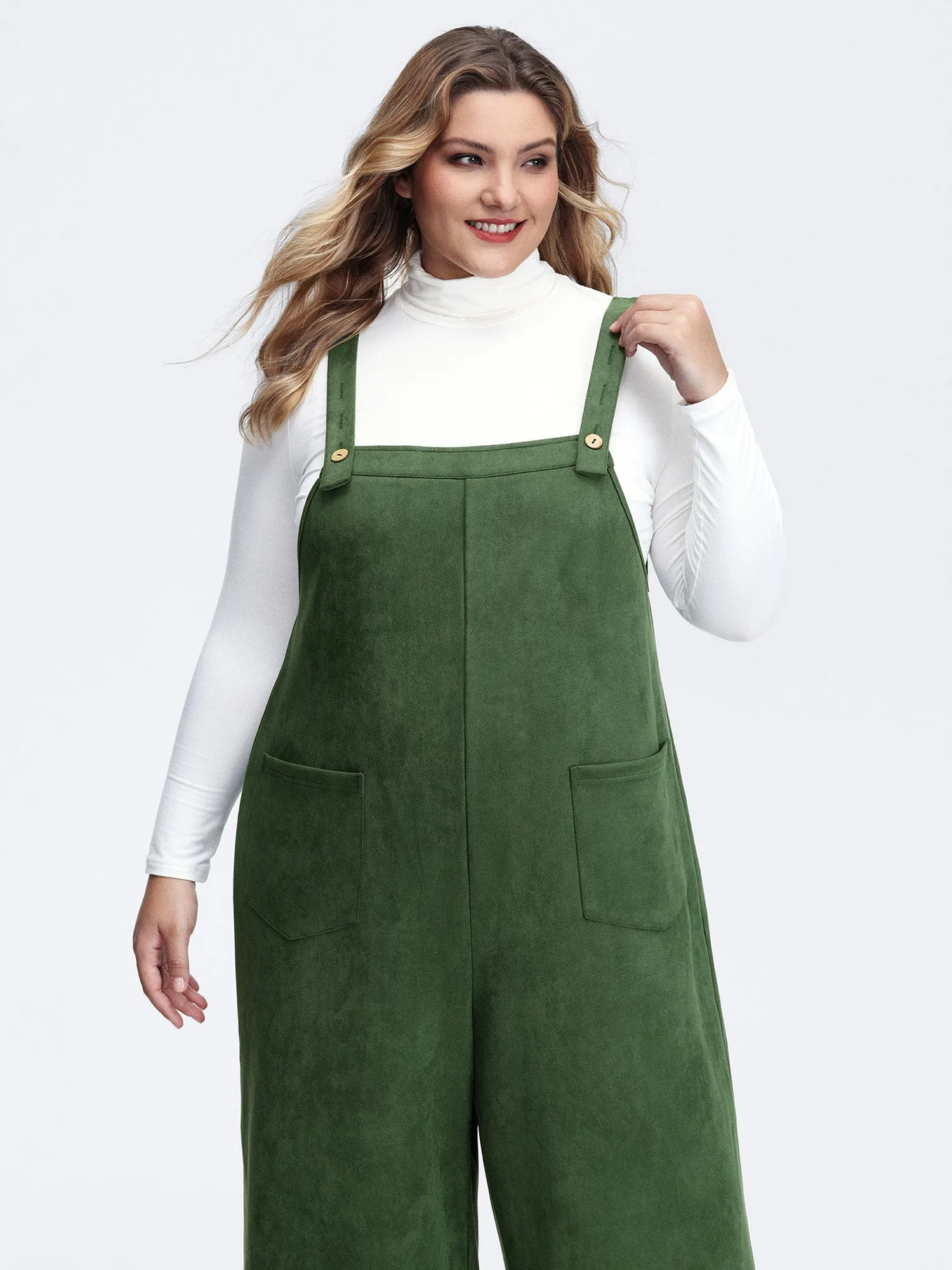 Suede Velvet Patch Pocket Stretchy Jumpsuit sold by Bloomchic product image thumbnail 2