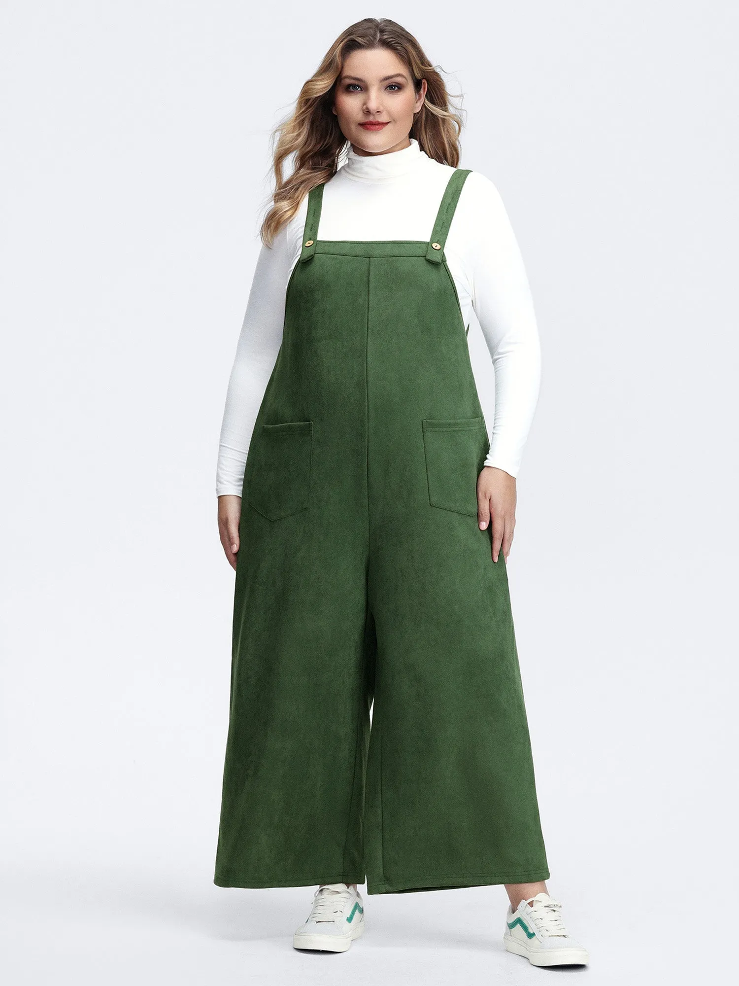 Suede Velvet Patch Pocket Stretchy Jumpsuit sold by Bloomchic product image thumbnail 3