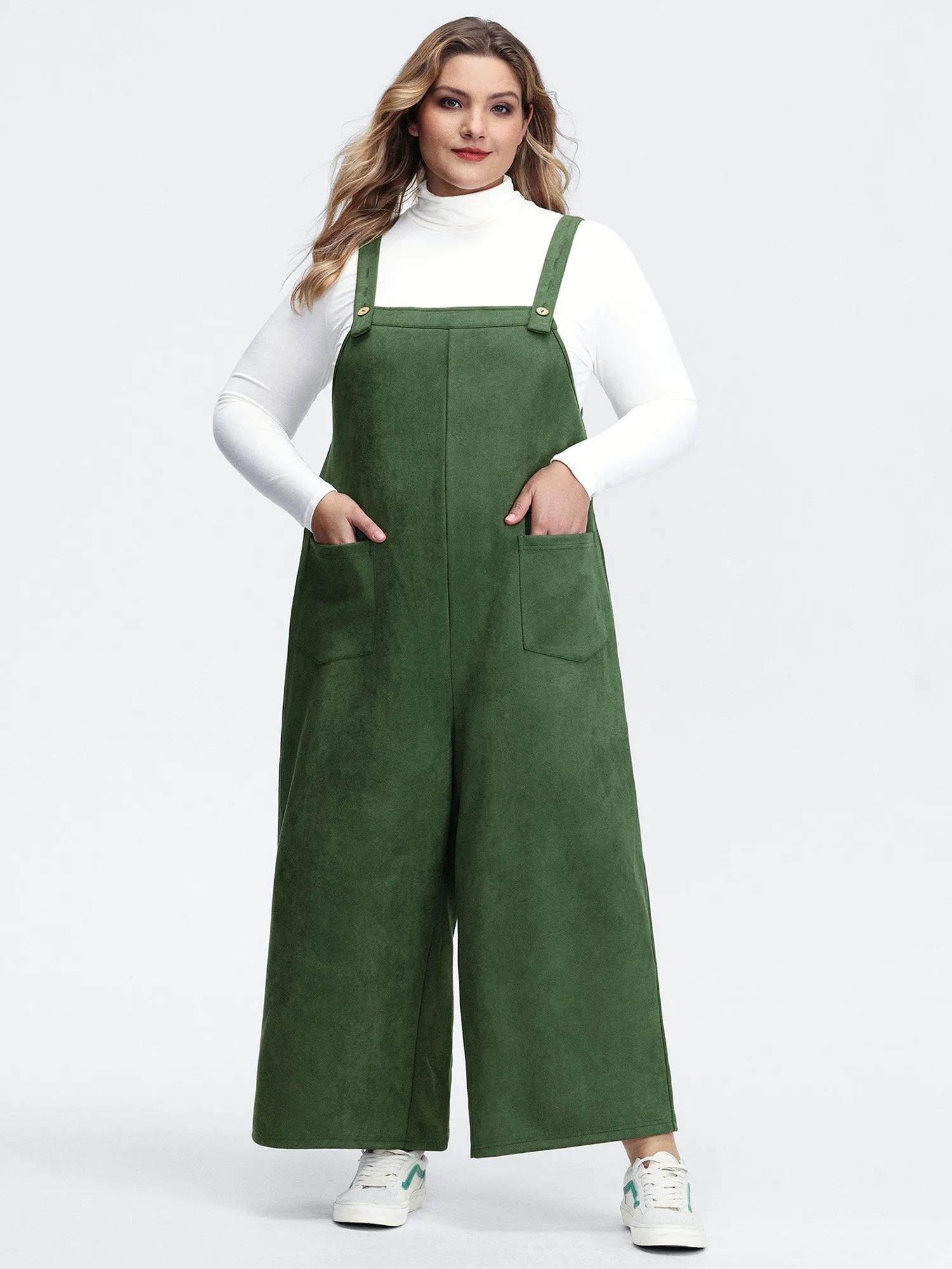 Suede Velvet Patch Pocket Stretchy Jumpsuit sold by Bloomchic