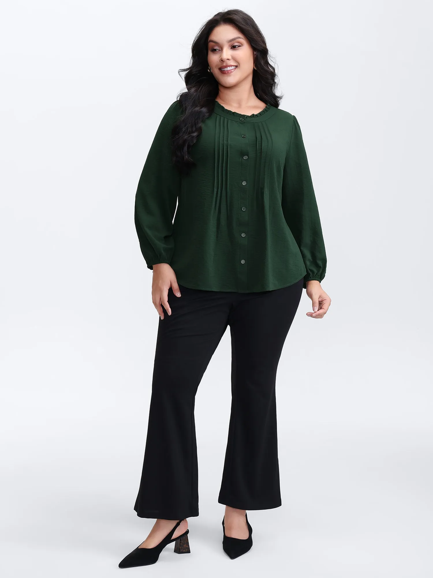 Toothpick Pleat Flowy Solid Blouse sold by Bloomchic product image thumbnail 3