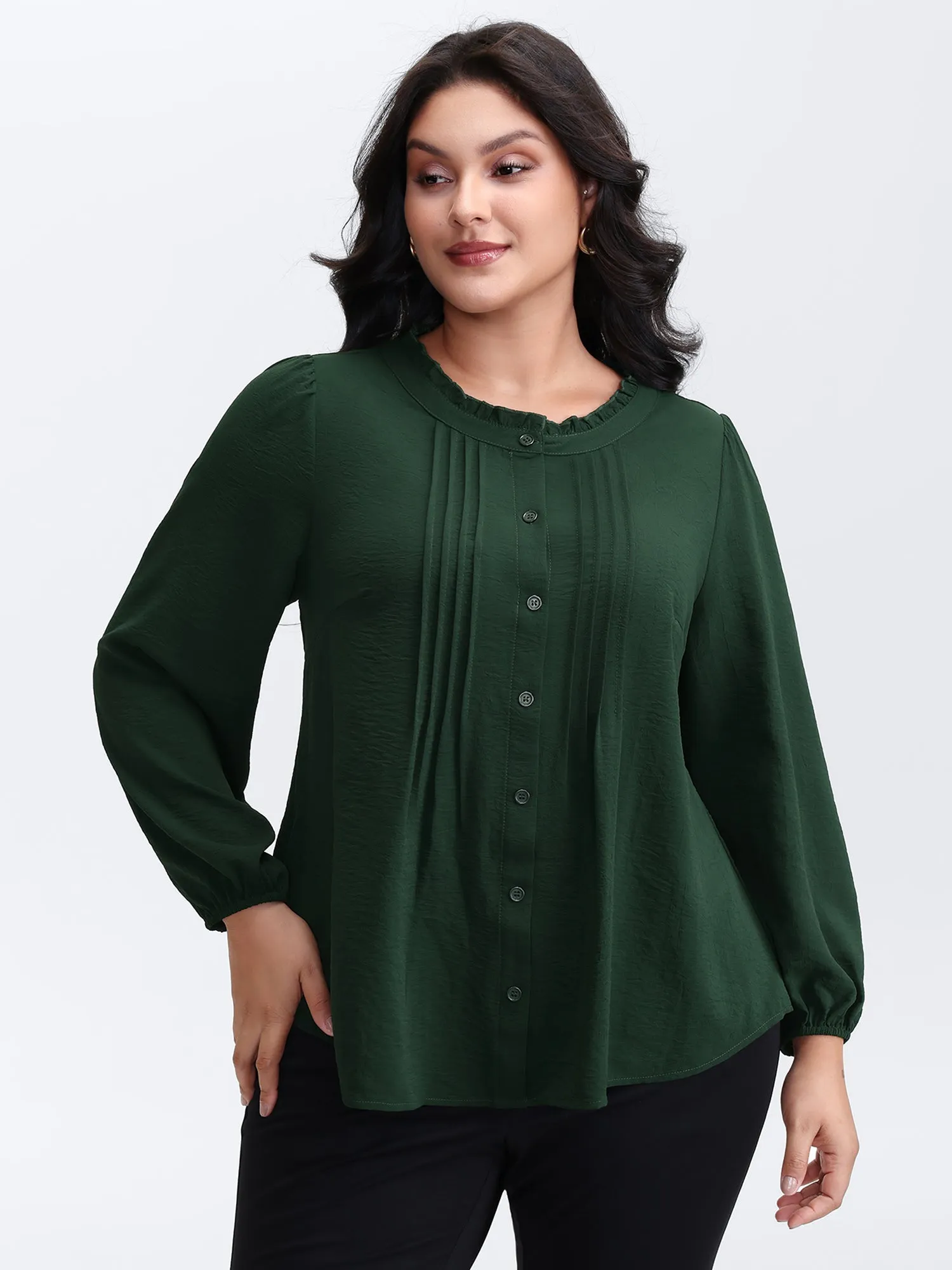 Toothpick Pleat Flowy Solid Blouse sold by Bloomchic product image thumbnail 2