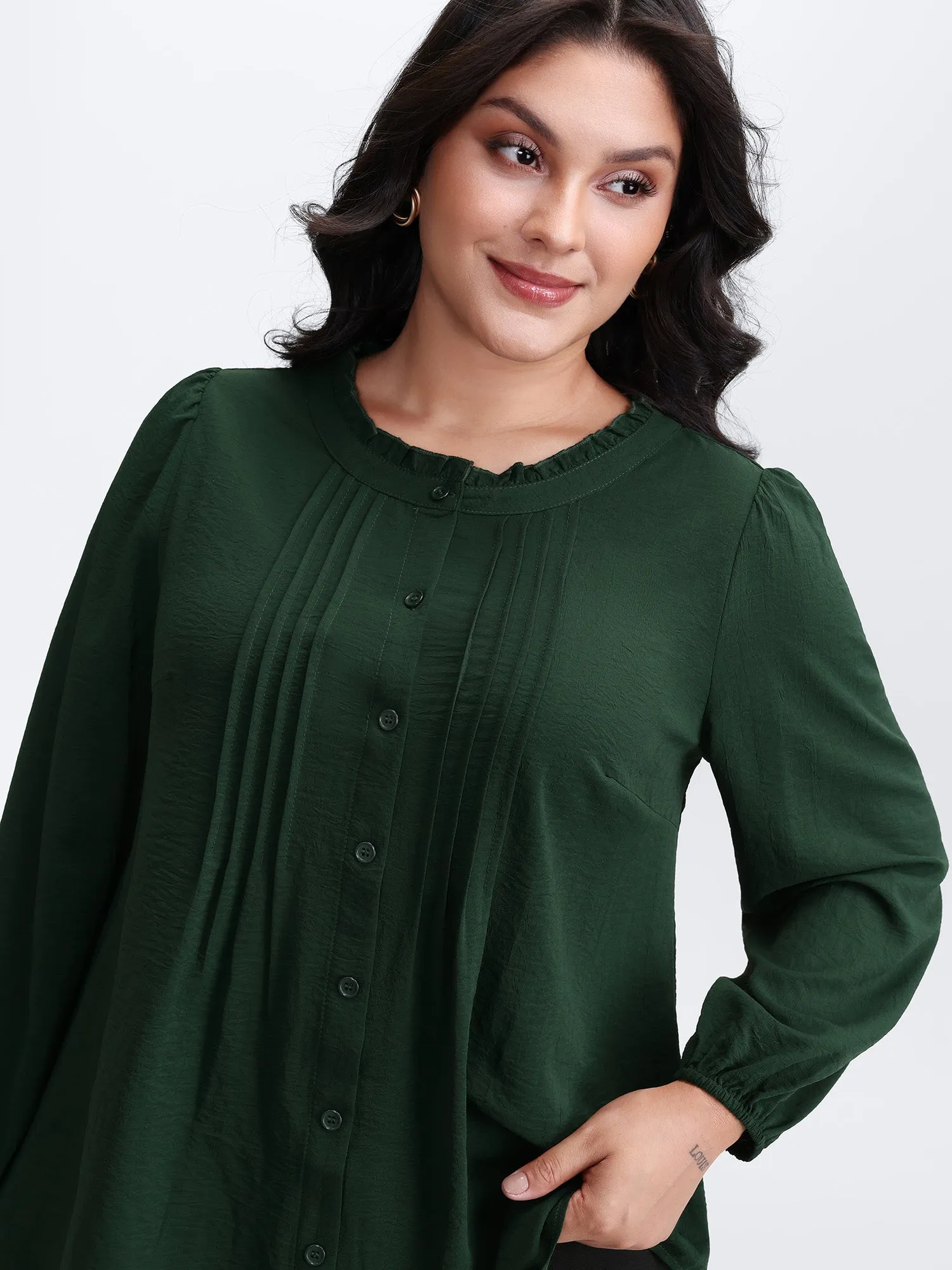 Toothpick Pleat Flowy Solid Blouse sold by Bloomchic