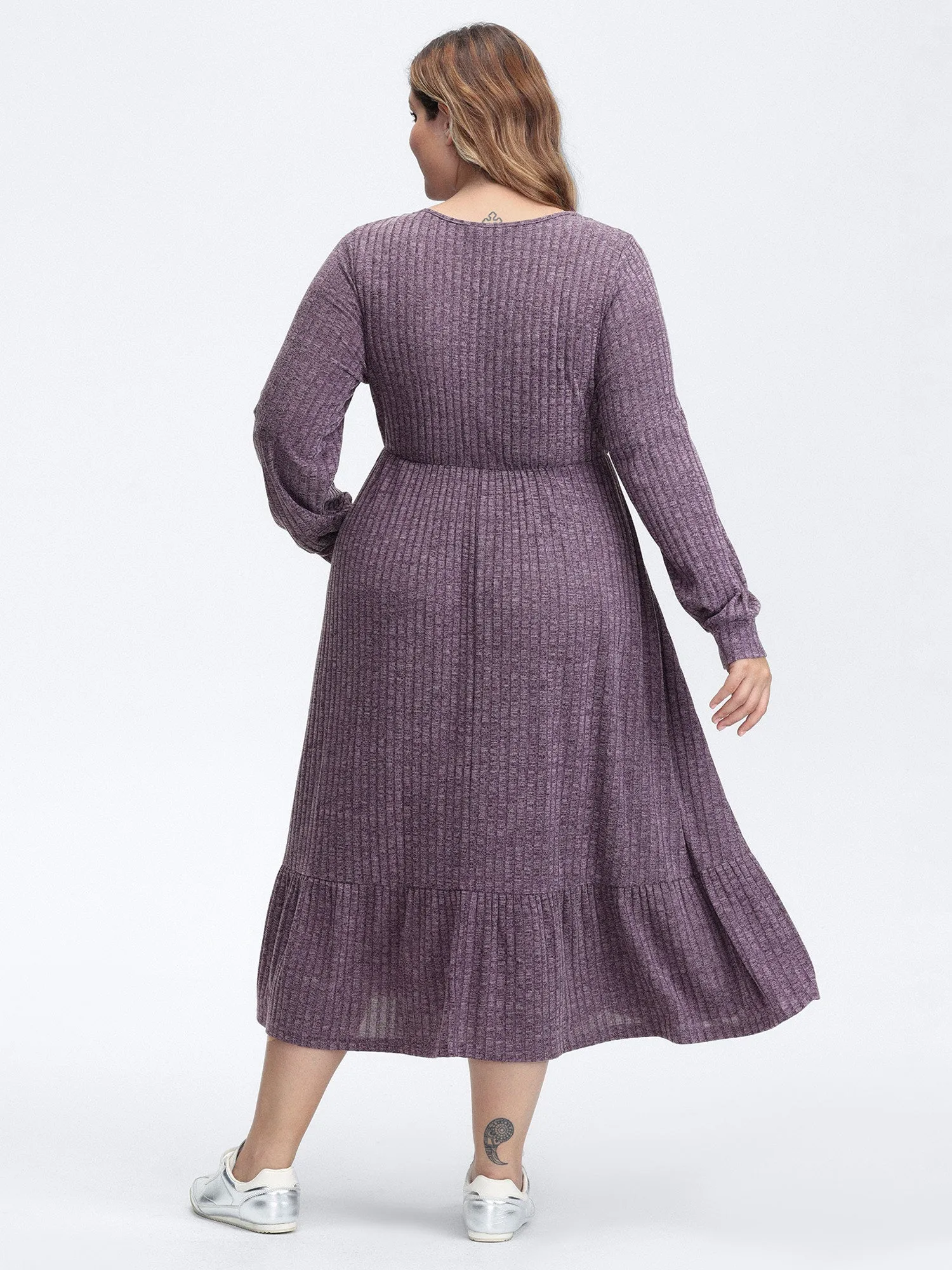 Stretchy Textured Lace Trim Midi Dress sold by Bloomchic product image thumbnail 4